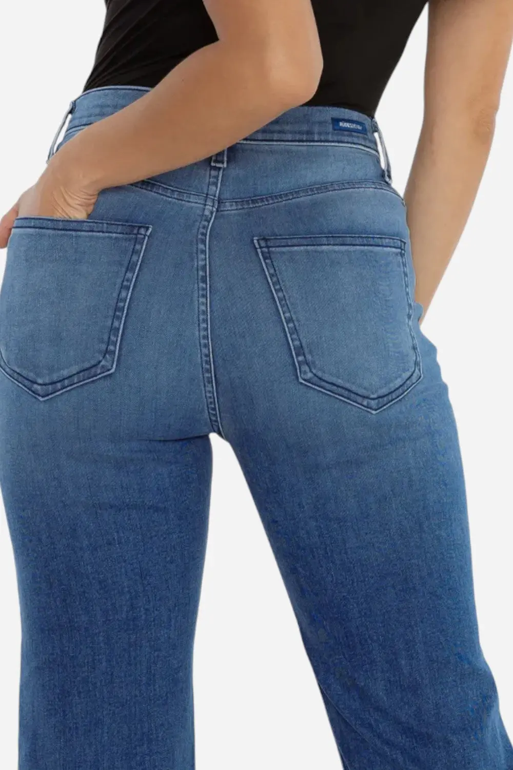 Rudes Denim The Ali Boot Cut In Coral Blue 2