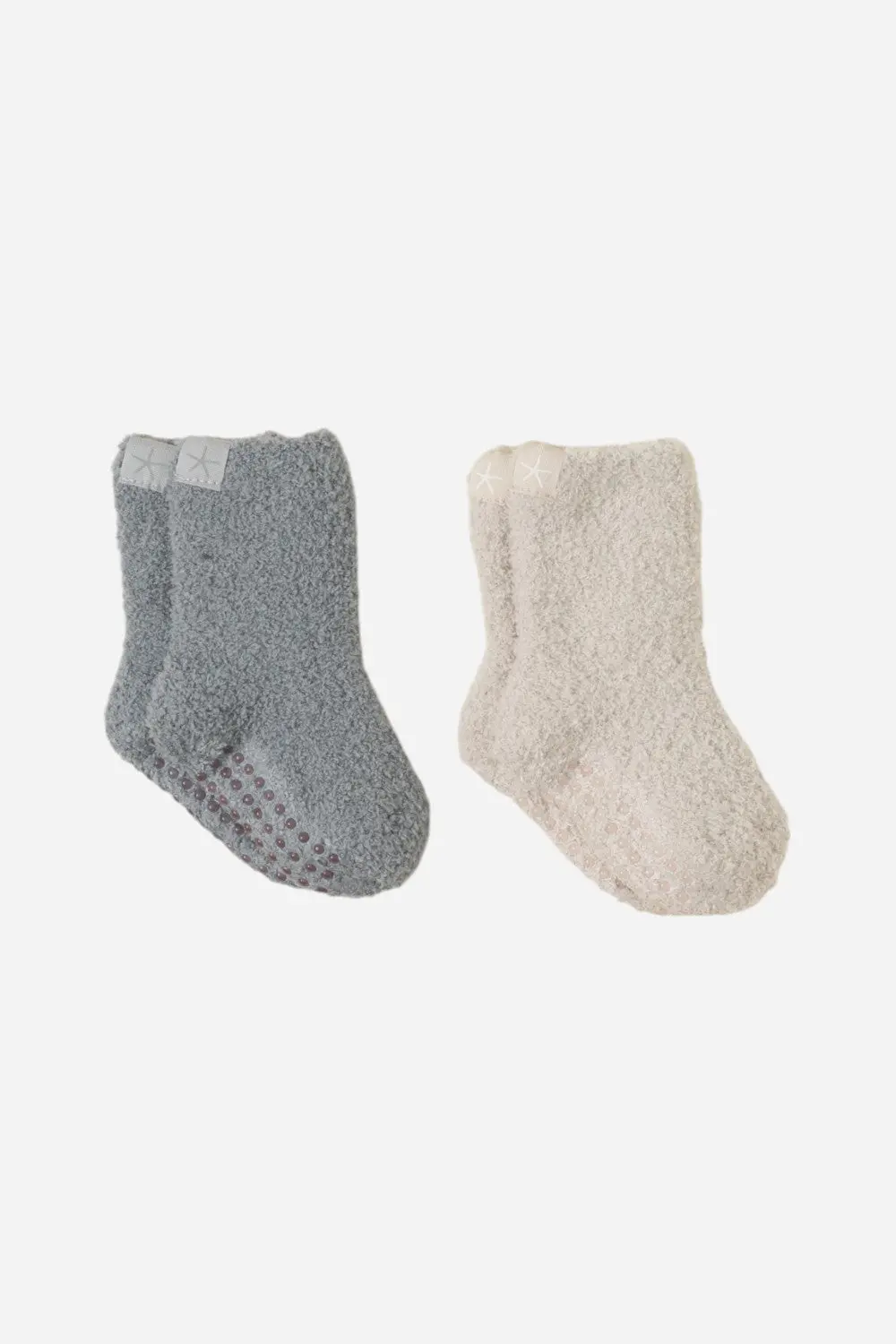 Barefoot Dreams Cozychic Toddler 2 Pack Socks Stone/Moonbeam 1