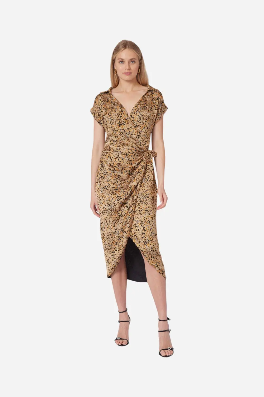 Gilner Farrar Kali Dress In Gold Dusted Print 1