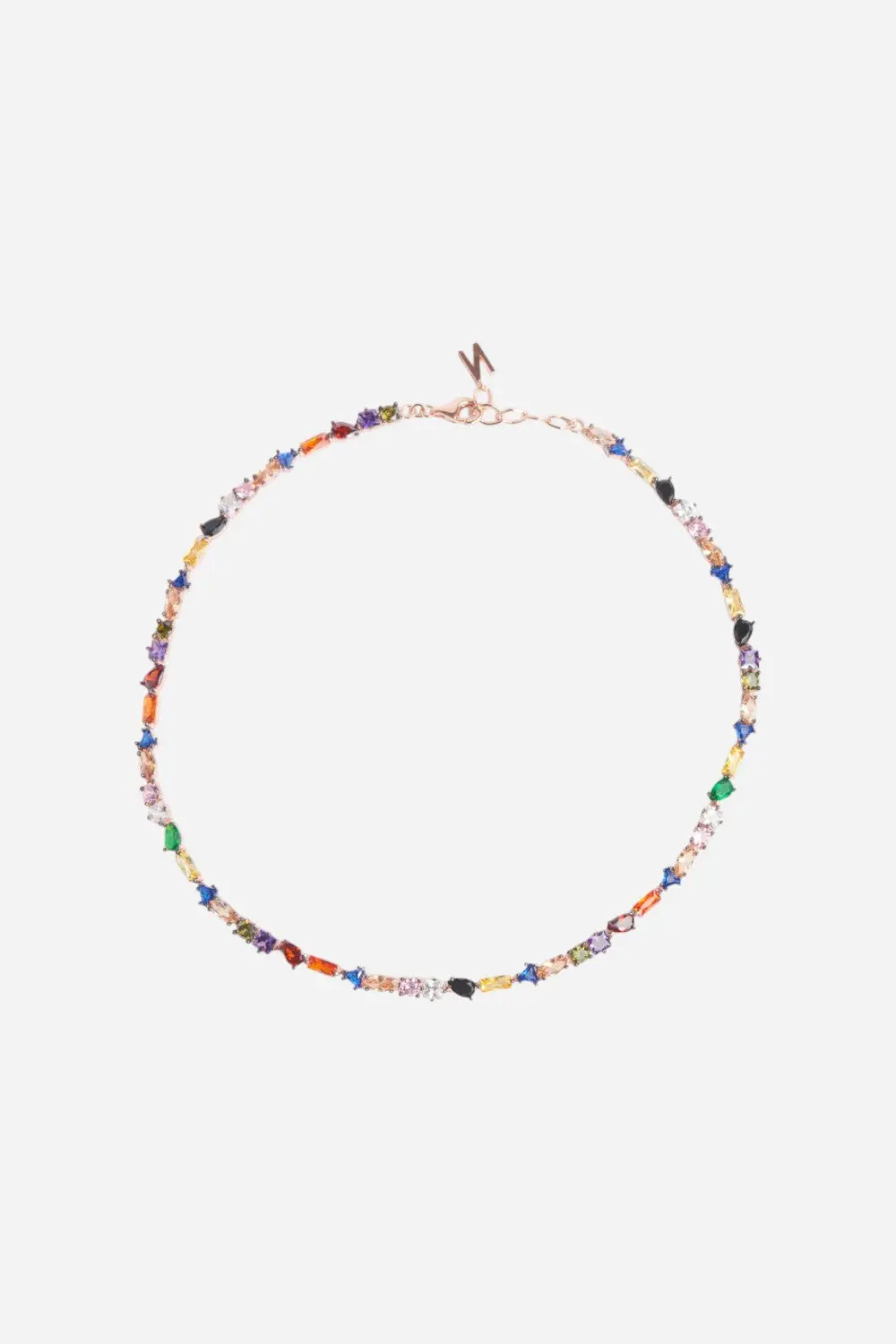 Nickho Rey Julie Necklace In Rose Gold With Multi Color Crystals 1