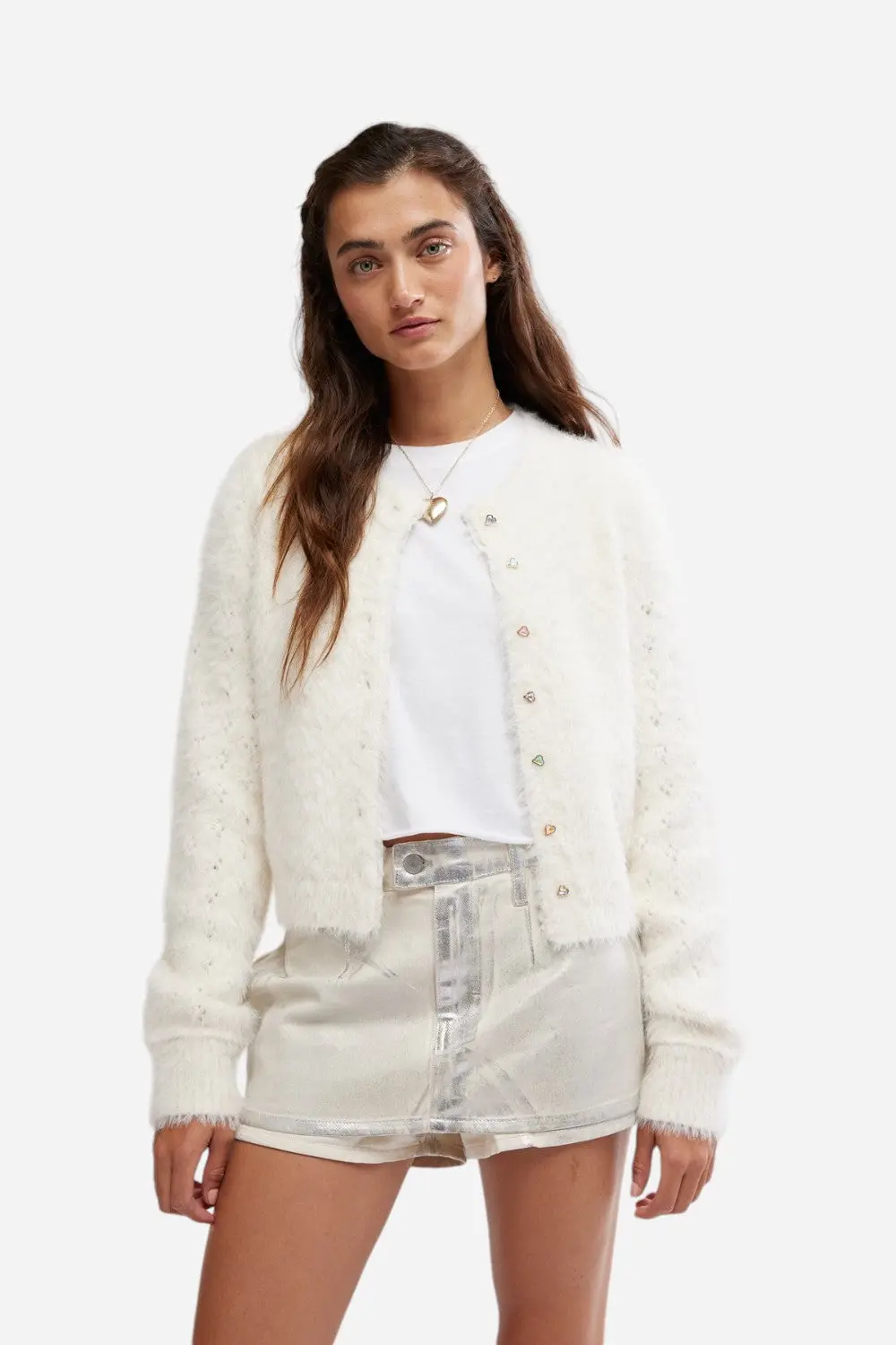 Free People Celeste Cardi In Ivory 1
