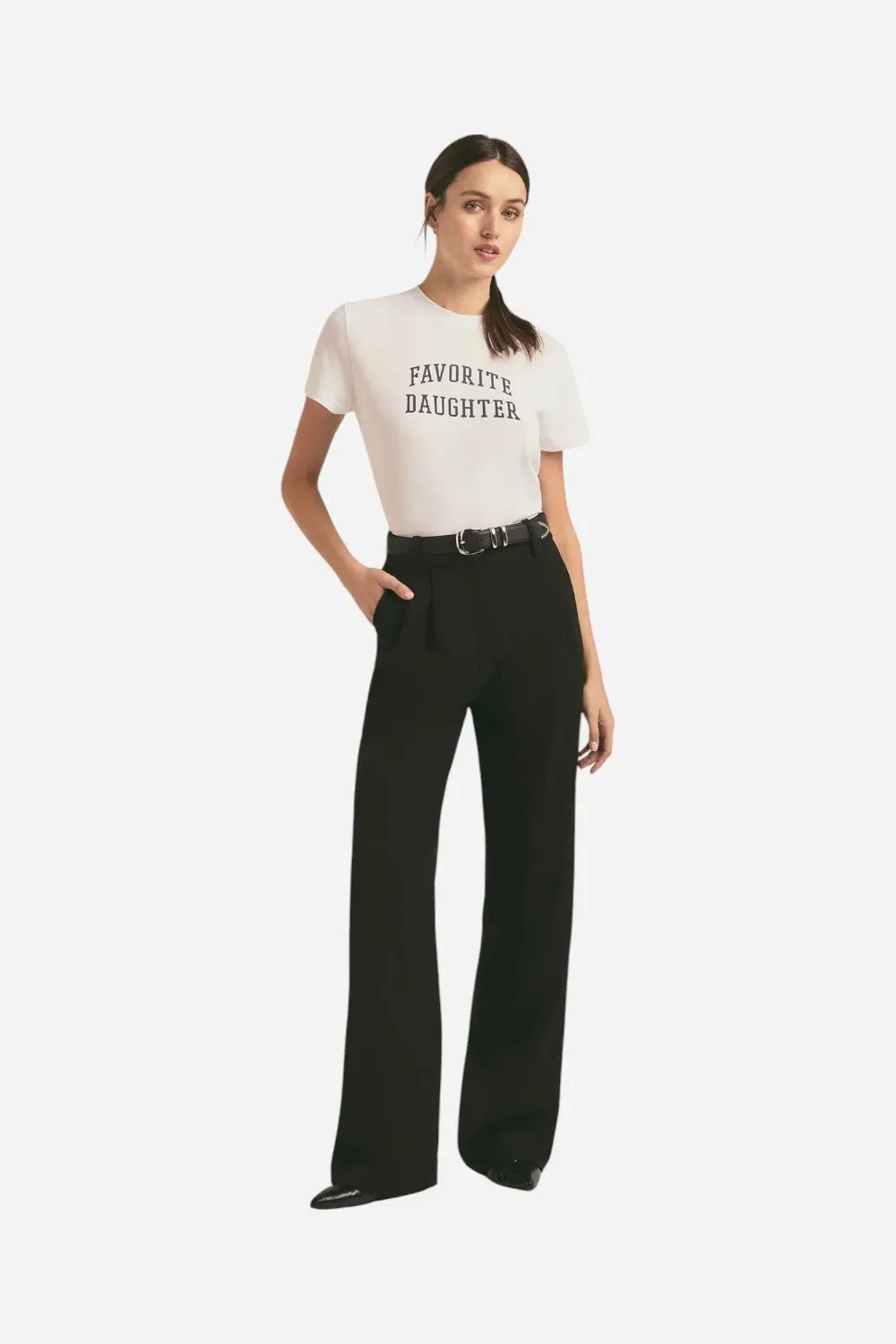 Favorite Daughter The Cropped Collegiate In White/Black 2