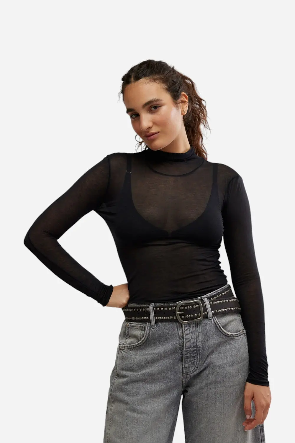 Free People On Air Turtleneck In Black 1