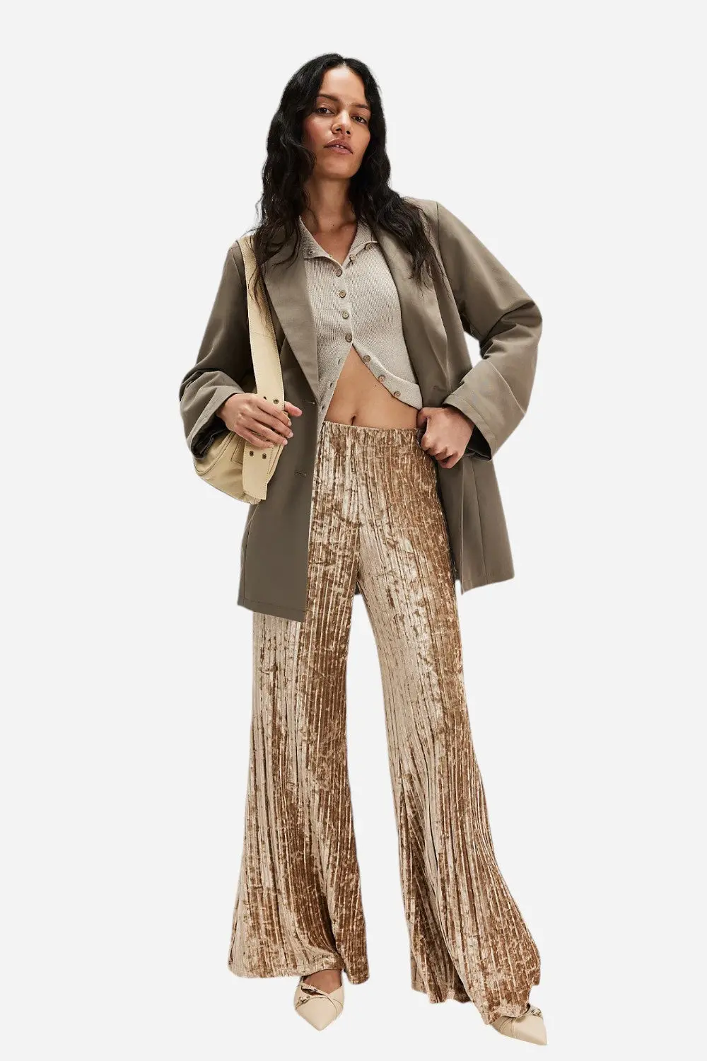 Free People Star Sign Velvet Pant In Champagne 1