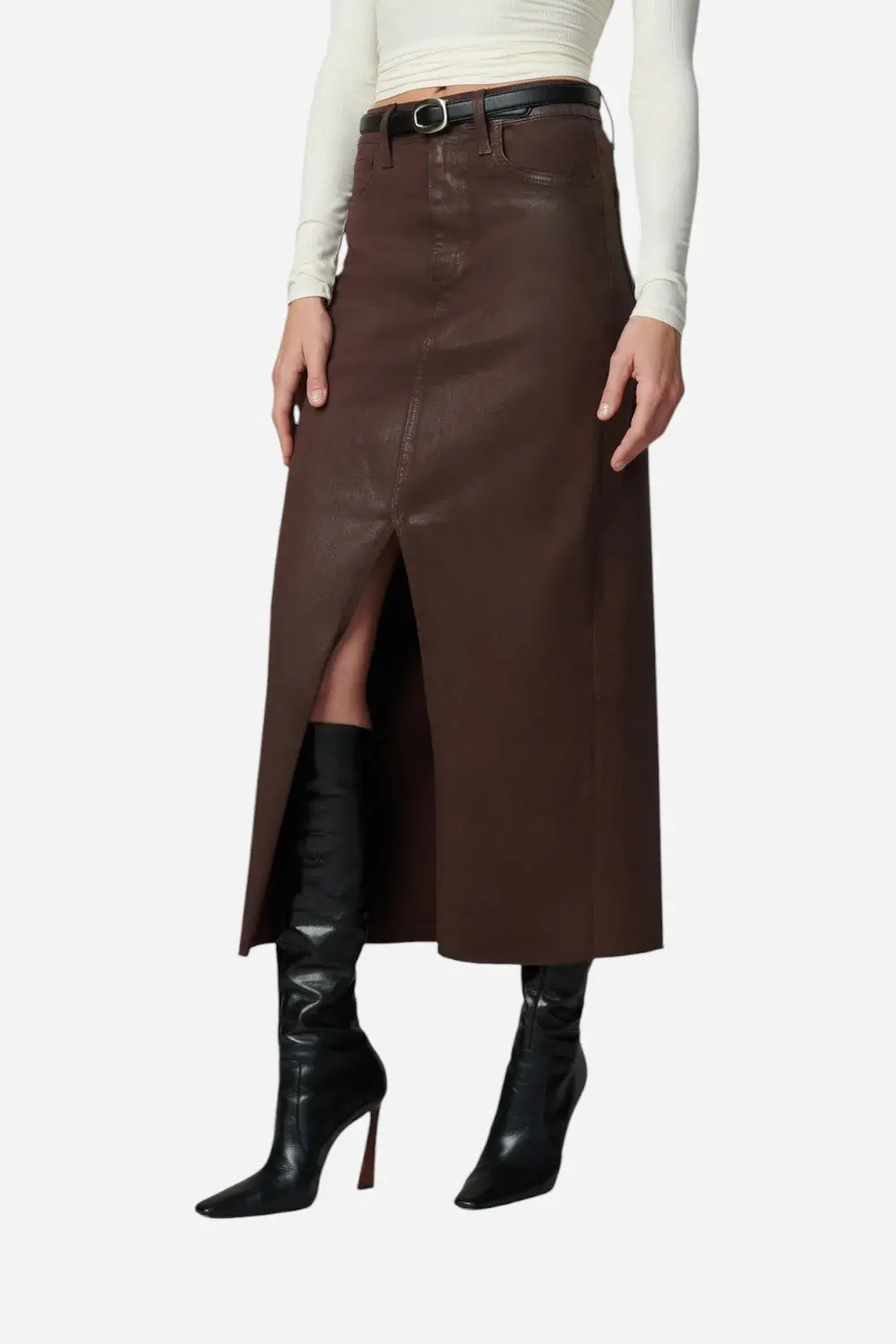 Joe's Jeans The Eva Coated Maxi Skirt In Espresso 1