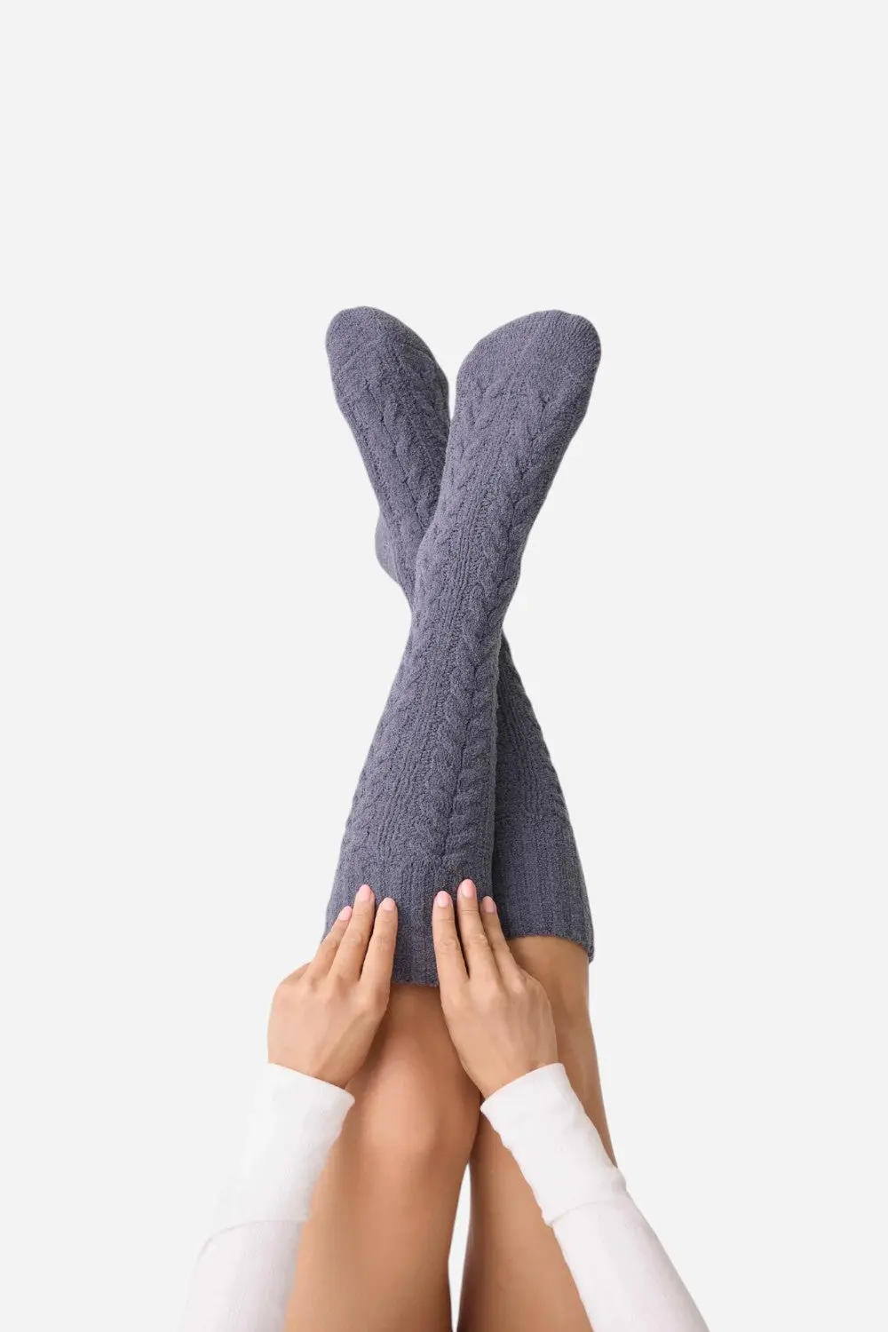 Pj Salvage Socks Cable Crew Charcoal 1