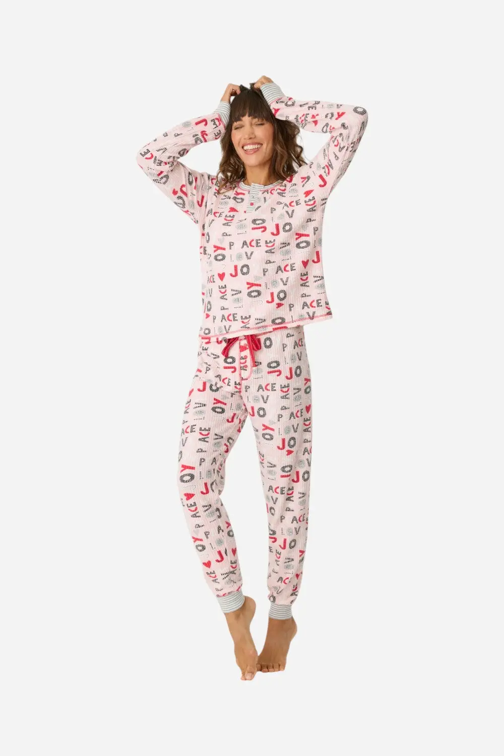 Pj Salvage Peace & Joy Waffle Thermal Ski Jammie Set 4