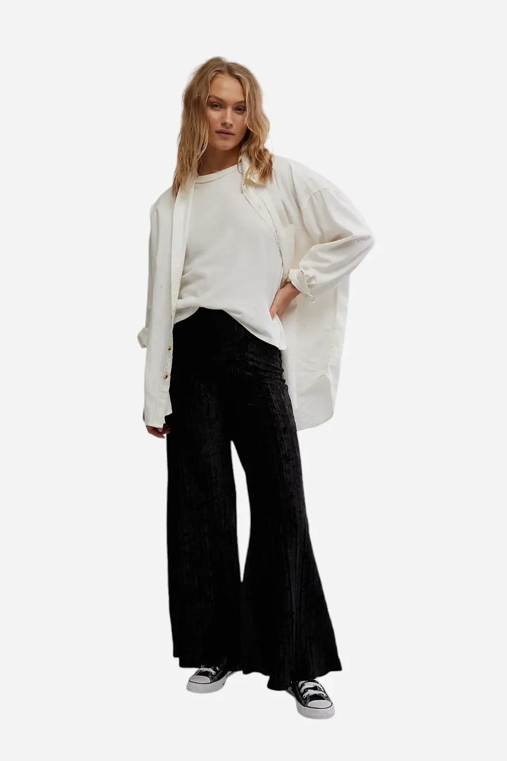 Free People Star Sign Velvet Pant In Black 1