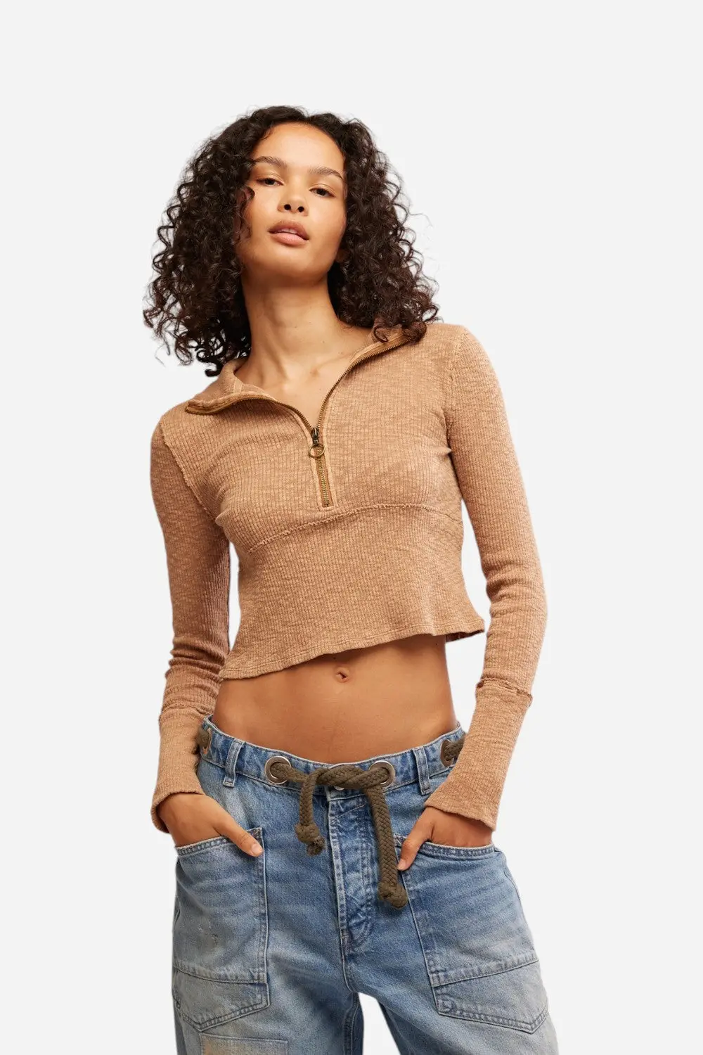 Free People Midnight Half Zip In Tobacco 1