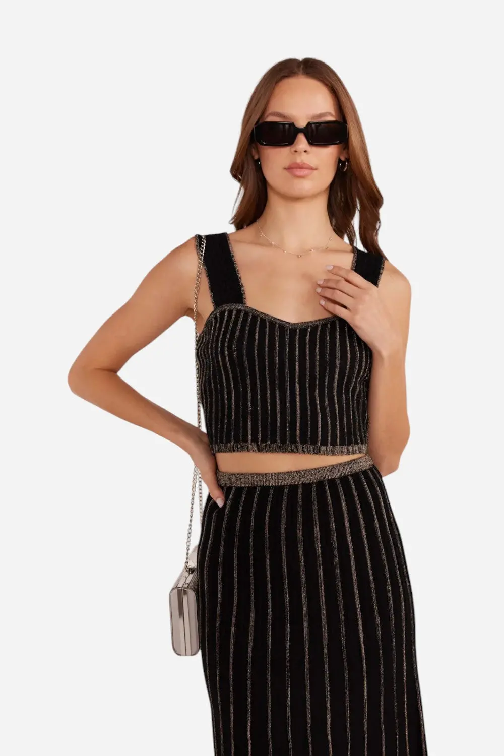 Minkpink Celia Lurex Stripe Crop Top 1