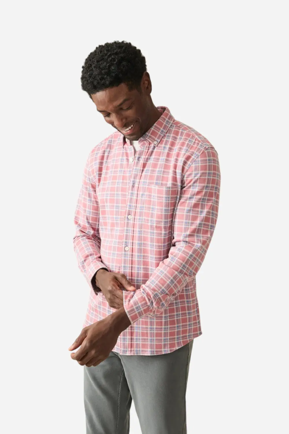 Faherty Coastline Knit Shirt River Rose Plaid 1