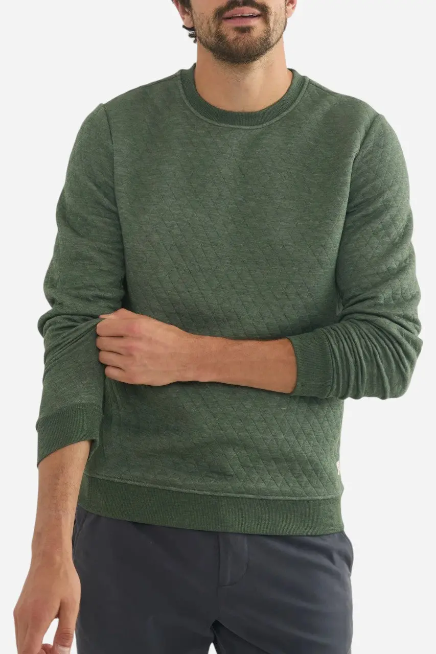 Marine Layer Corbet Quilted Crewneck In Olive 1