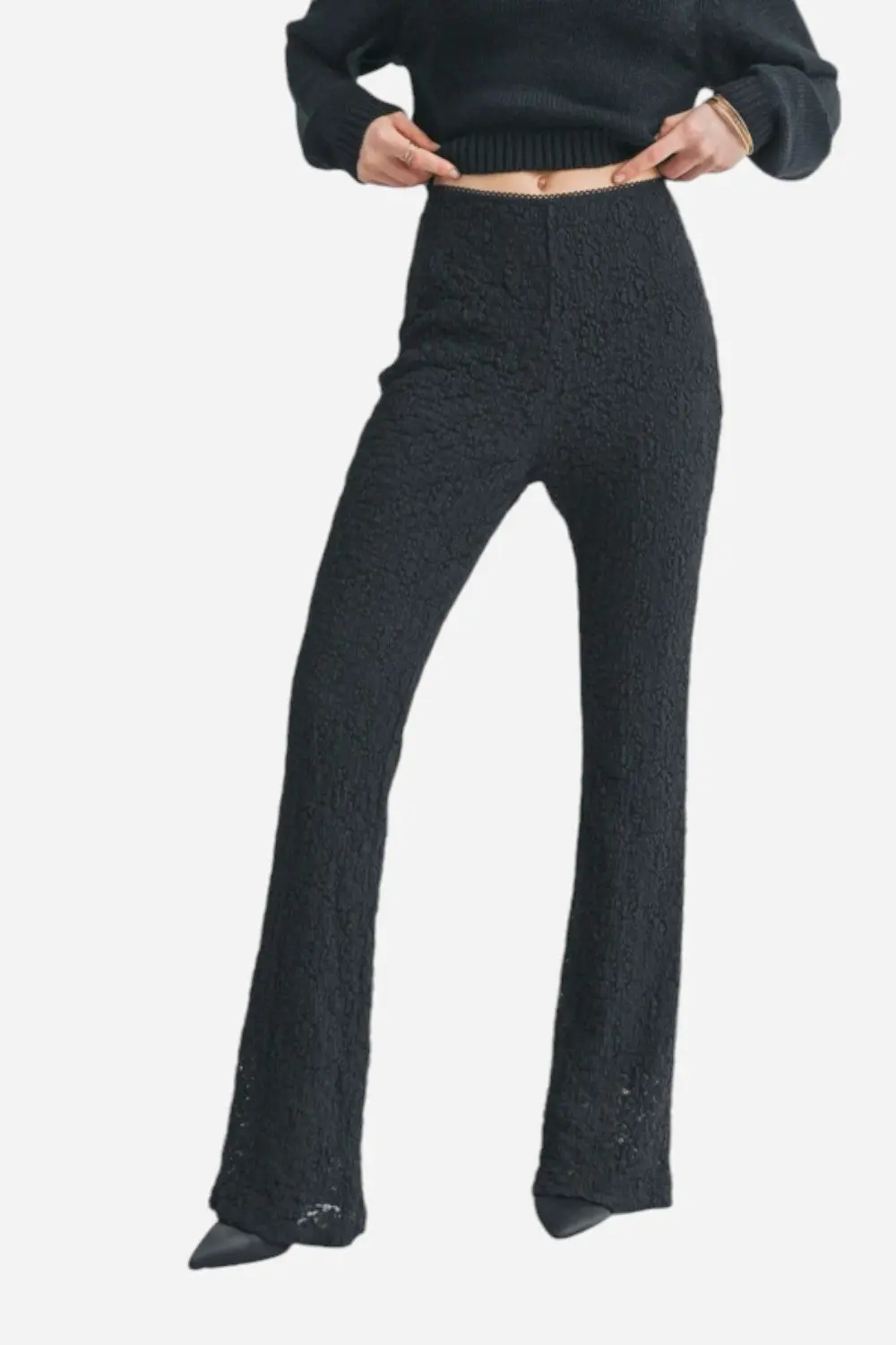 Sage The Label Journey Lace Flare Pants Black 1