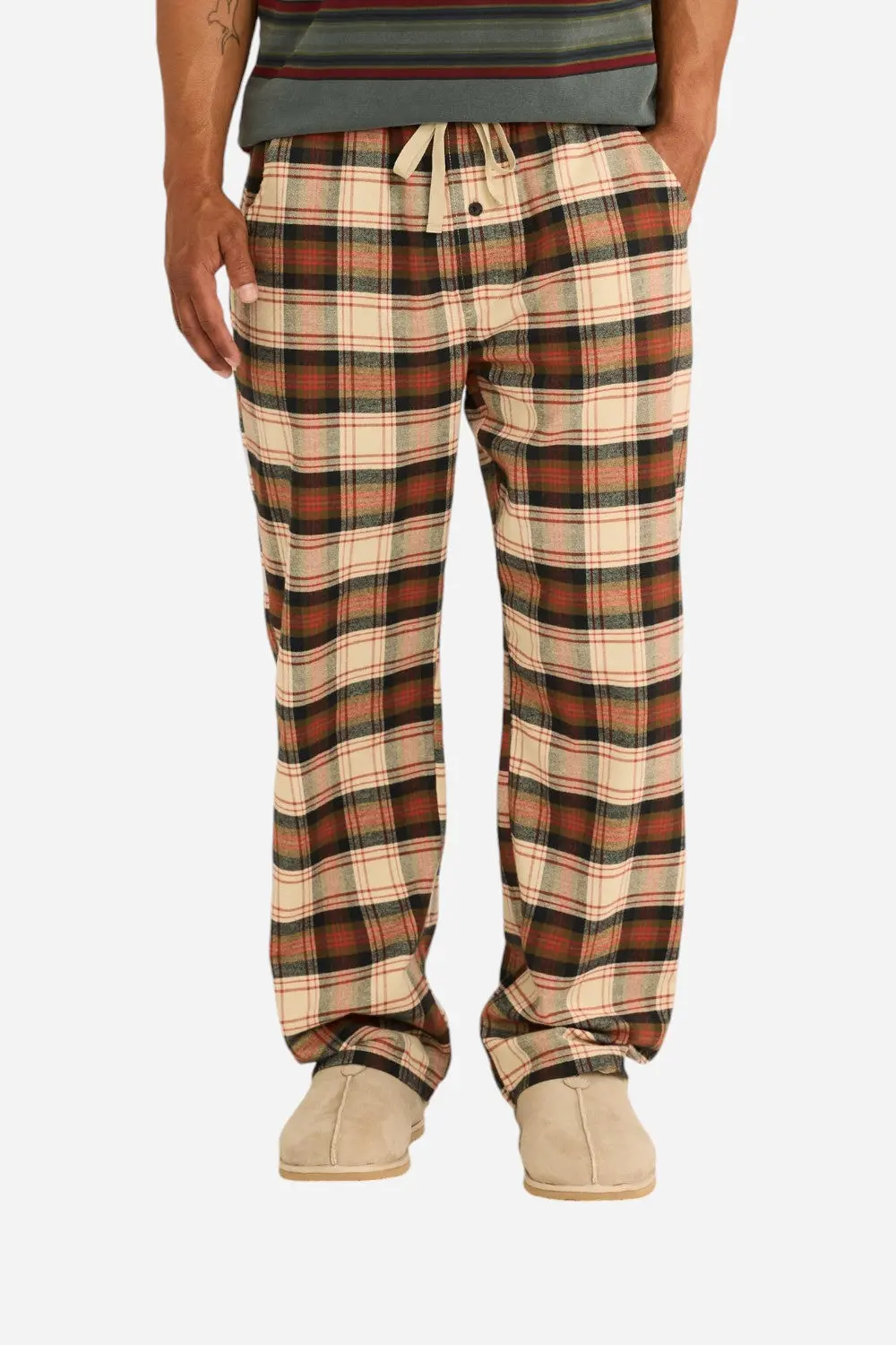 Pendleton Plaid Flannel Pajama Pant In Tan/Black/Brick 1