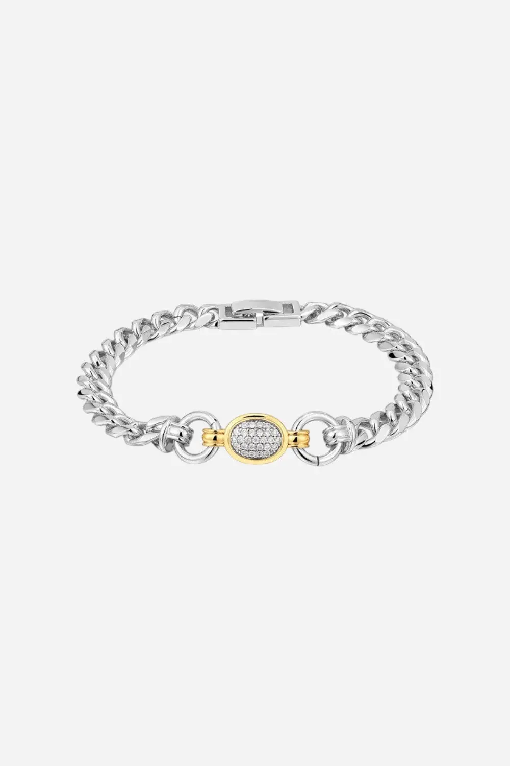 Luv Aj Pave Oval Link Bracelet In Silver 1