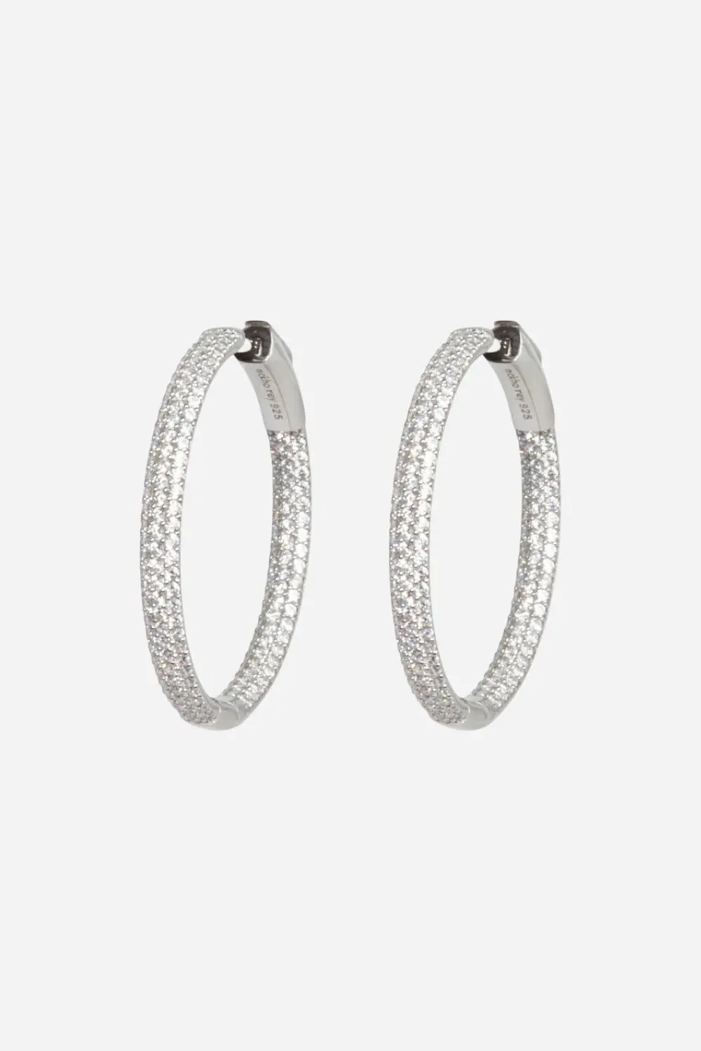 Nickho Rey Sport Tire Hoops In Silver With Clear Stones 1