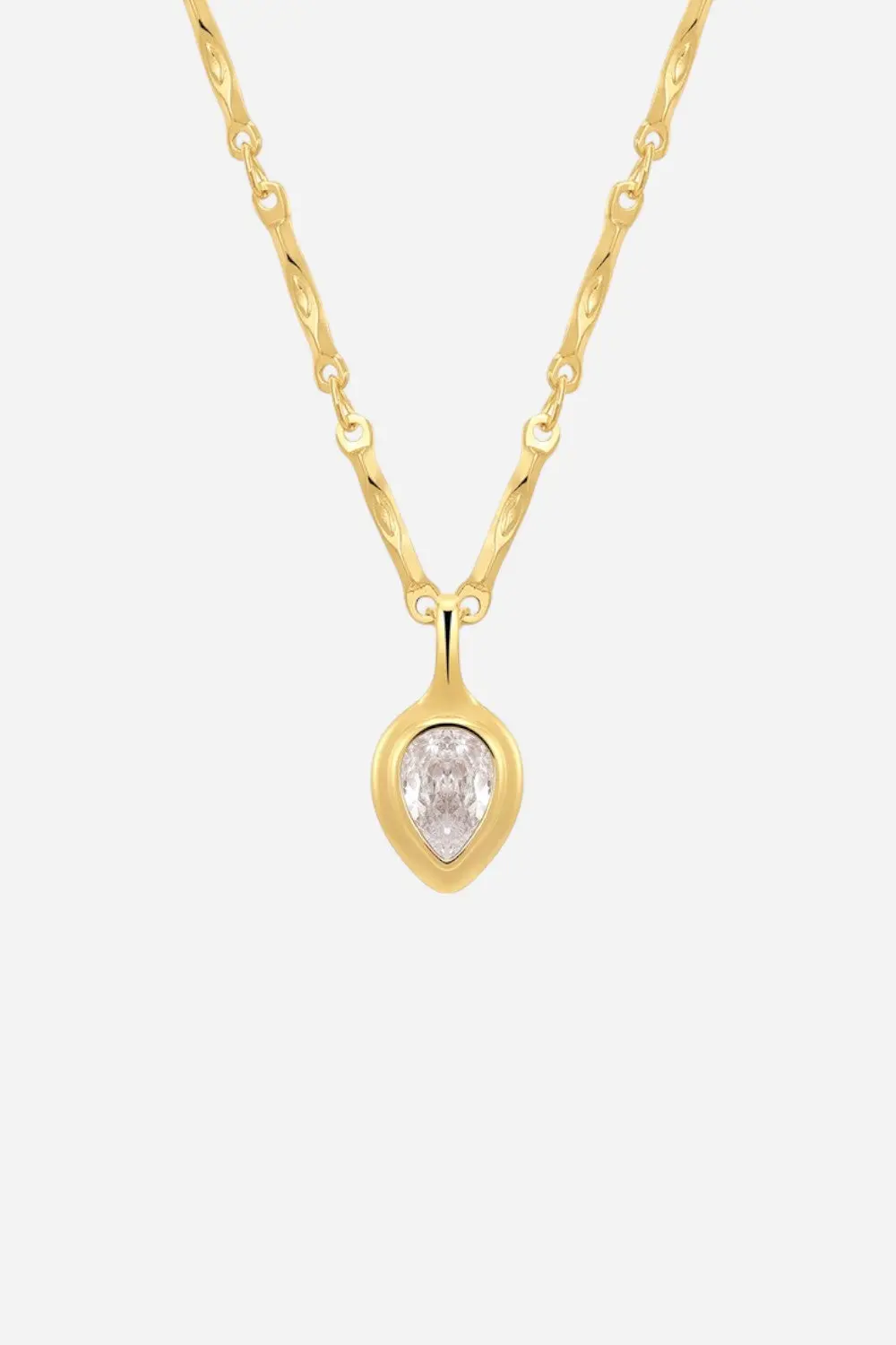 Luv Aj Pear Double Bezel Charm Necklace In Gold 1
