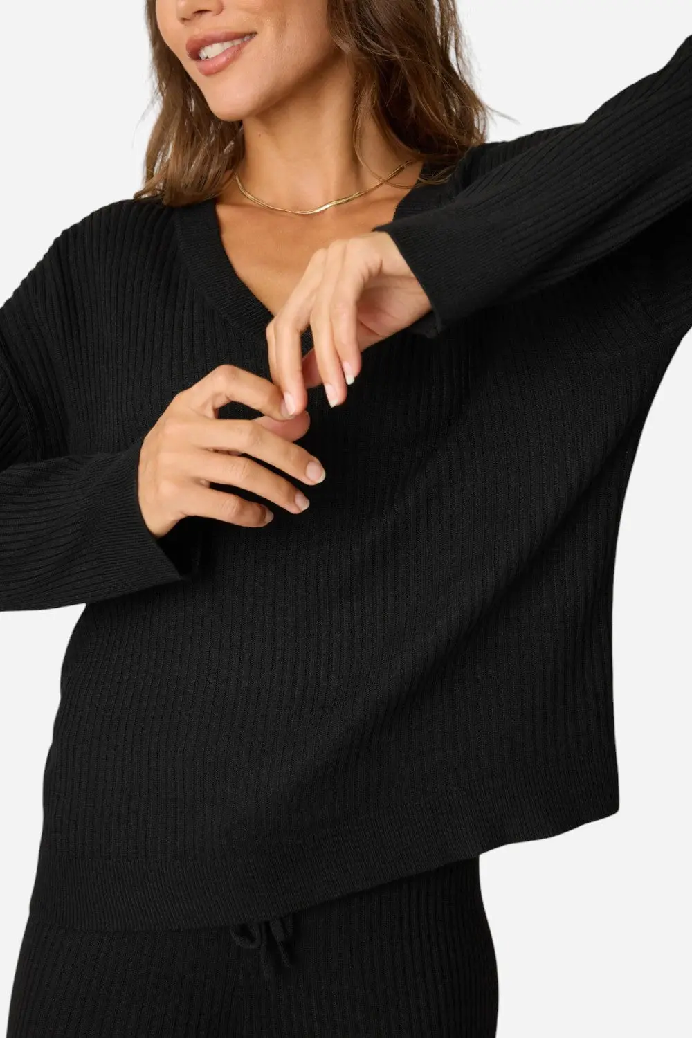 Pj Salvage Jet Set Luxe Ribbed Long Sleeve Top In Black 2