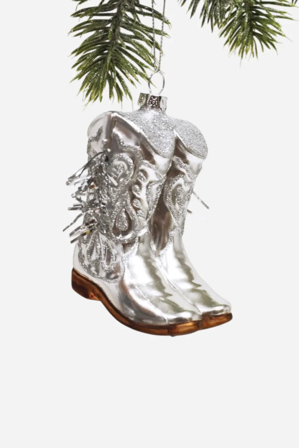 Cowboy Boot Ornament - Silver 1