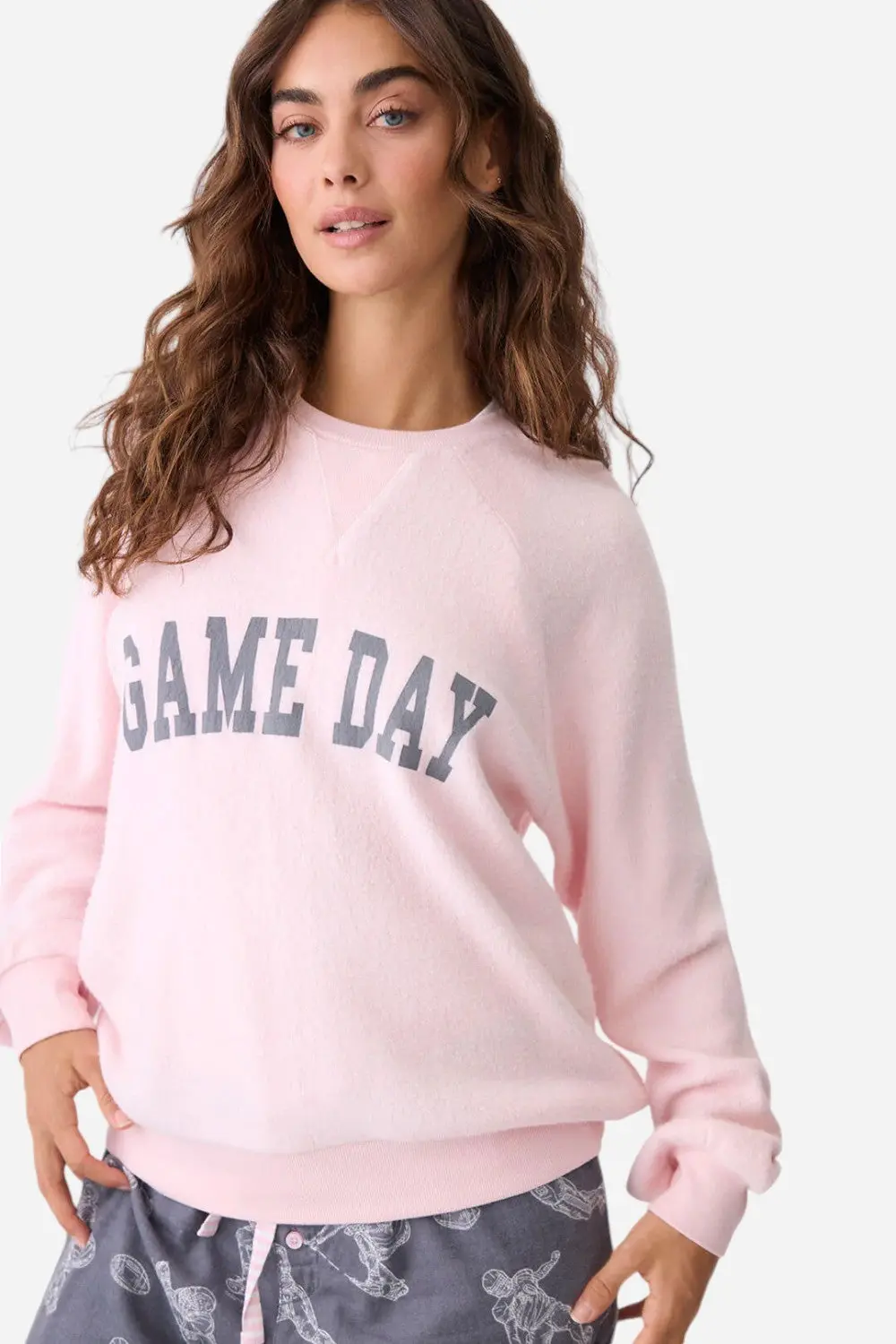 Pj Salvage Long Sleeve Game Day Sweater In Blush 1