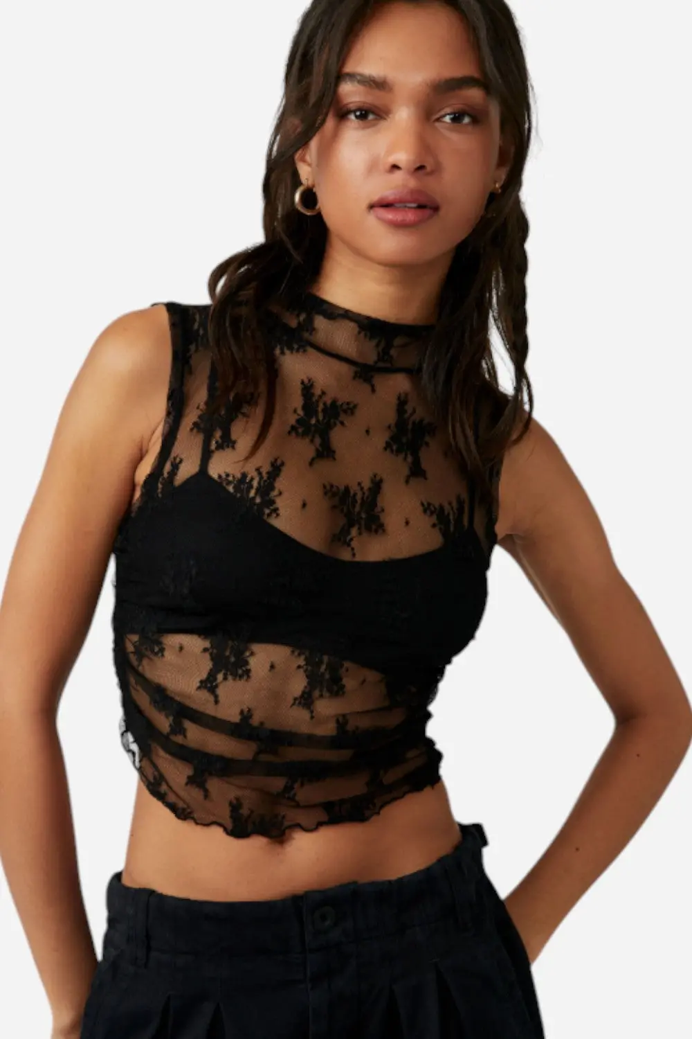 Free People Solid Nice Try Muscle Tank In Black 1