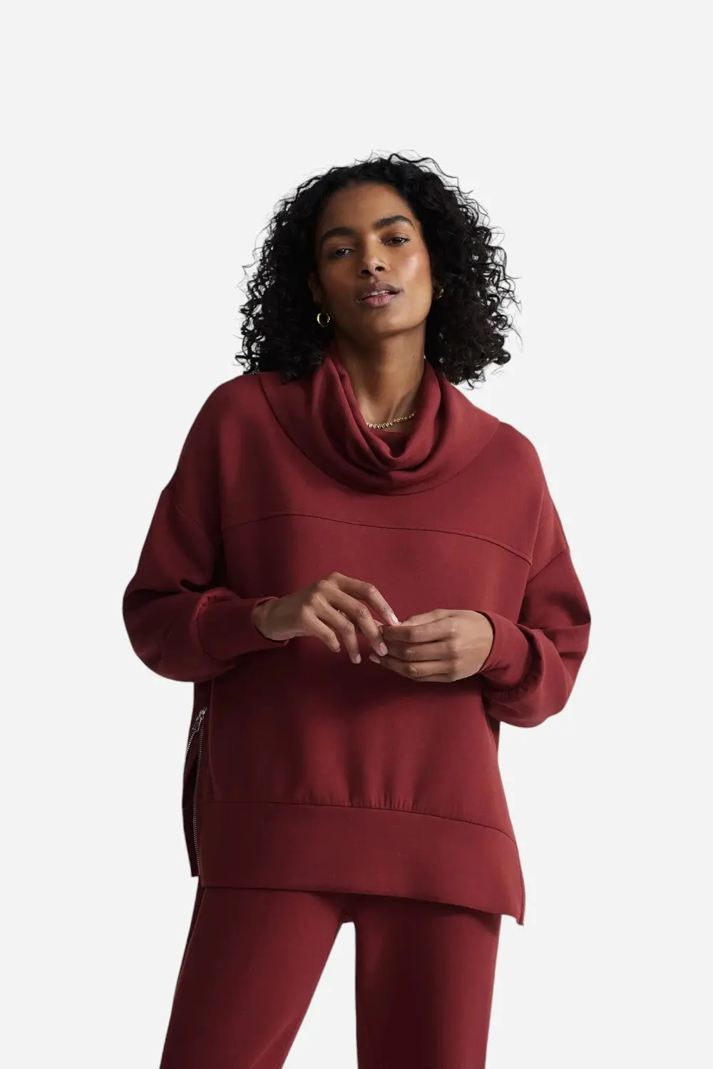 Varley Priya Longline Sweater Russett Brown 1