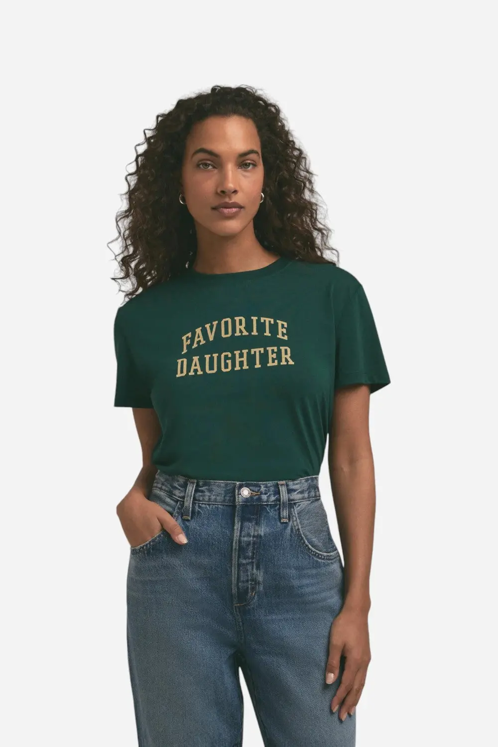 Favorite Daughter The Cropped Collegiate Tee In Juniper 1