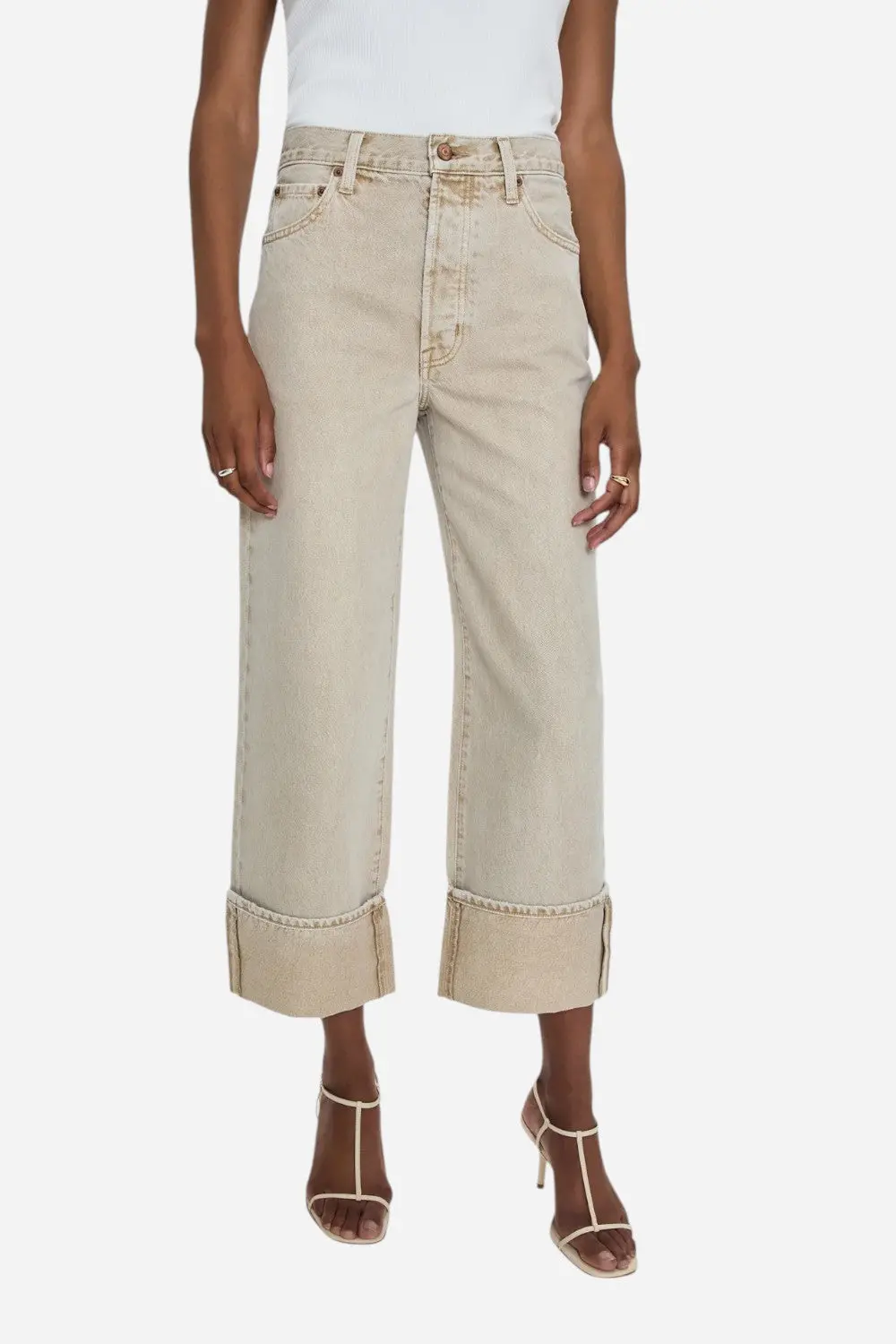 Pistola Ryder High Rise Cuffed Jean In Oat 1