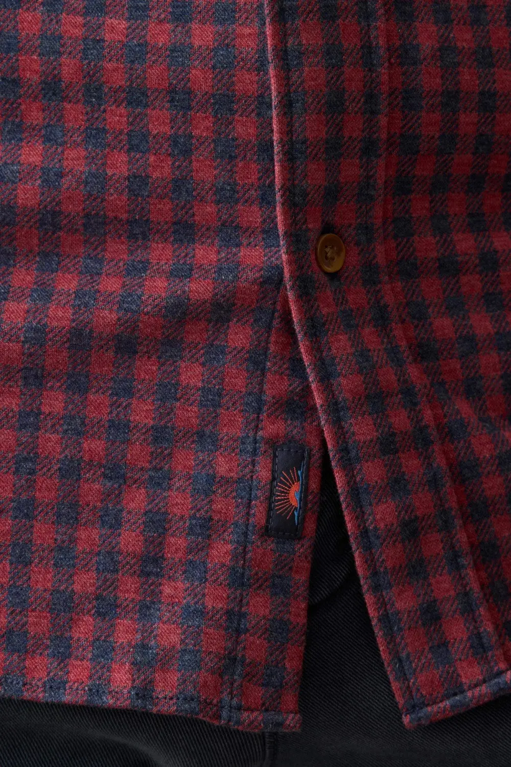 Faherty Coastline Knit Shirt In Navy Red Gingham 2