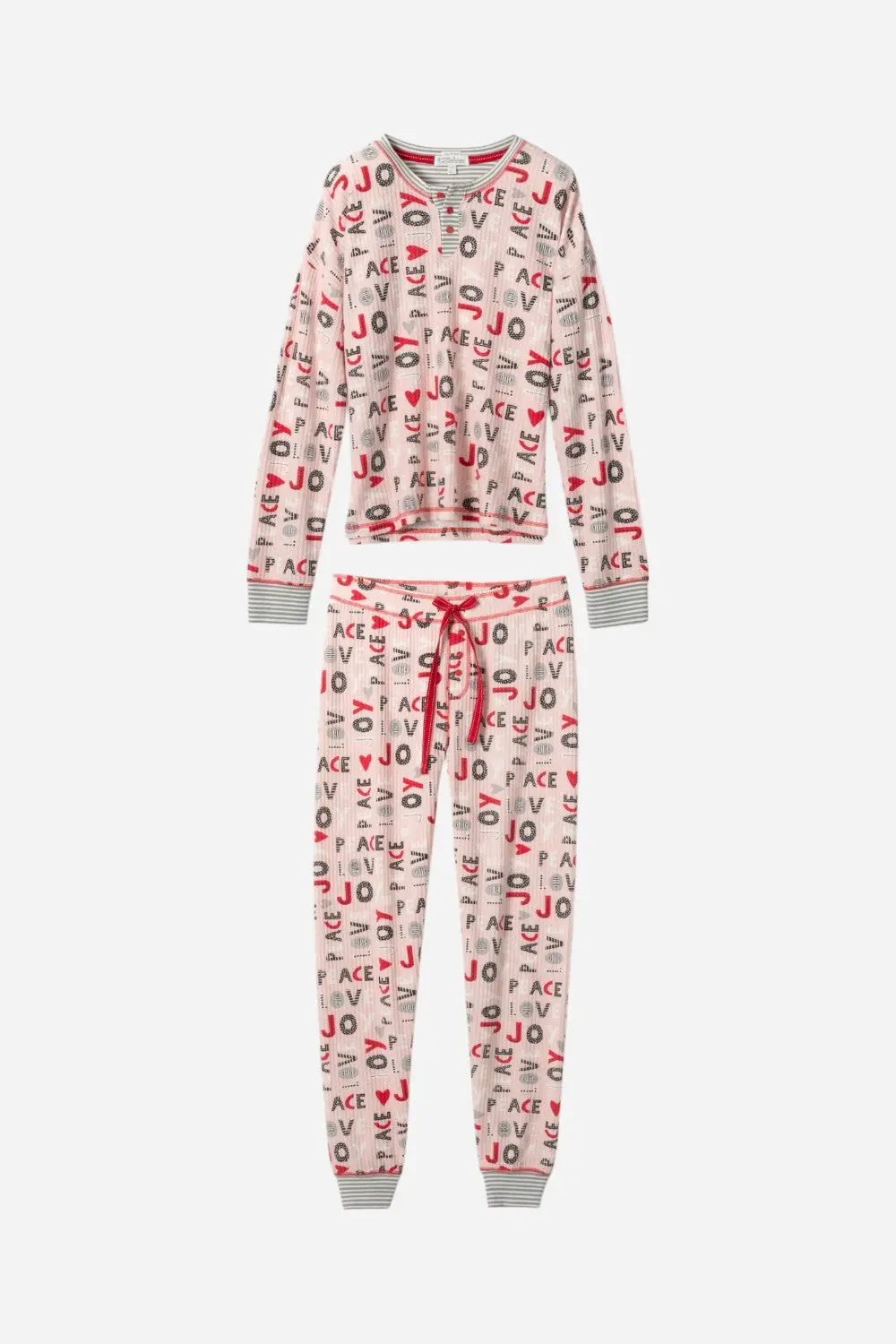Pj Salvage Peace & Joy Waffle Thermal Ski Jammie Set 2