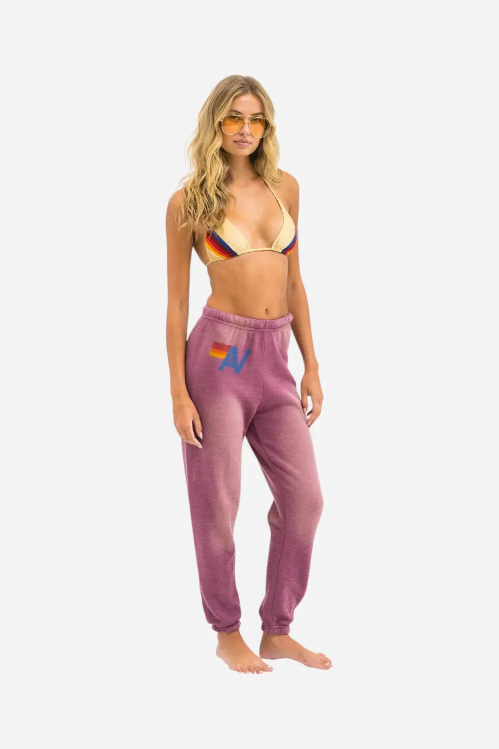 Aviator Nation Vintage Logo Sweatpants In Faded Berry 2