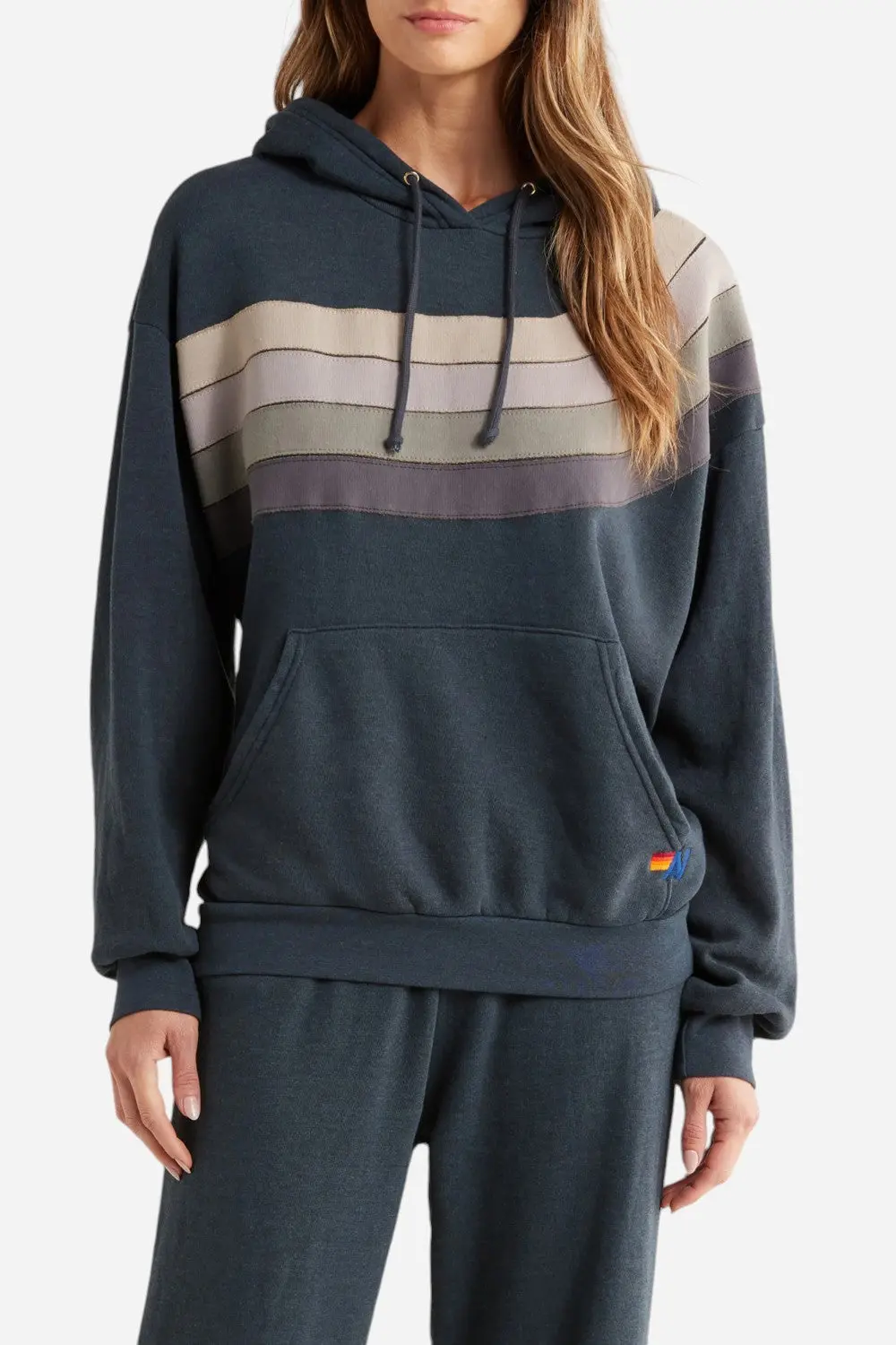 Aviator Nation Wave Stripe 4 Hoodie In Charcoal 1