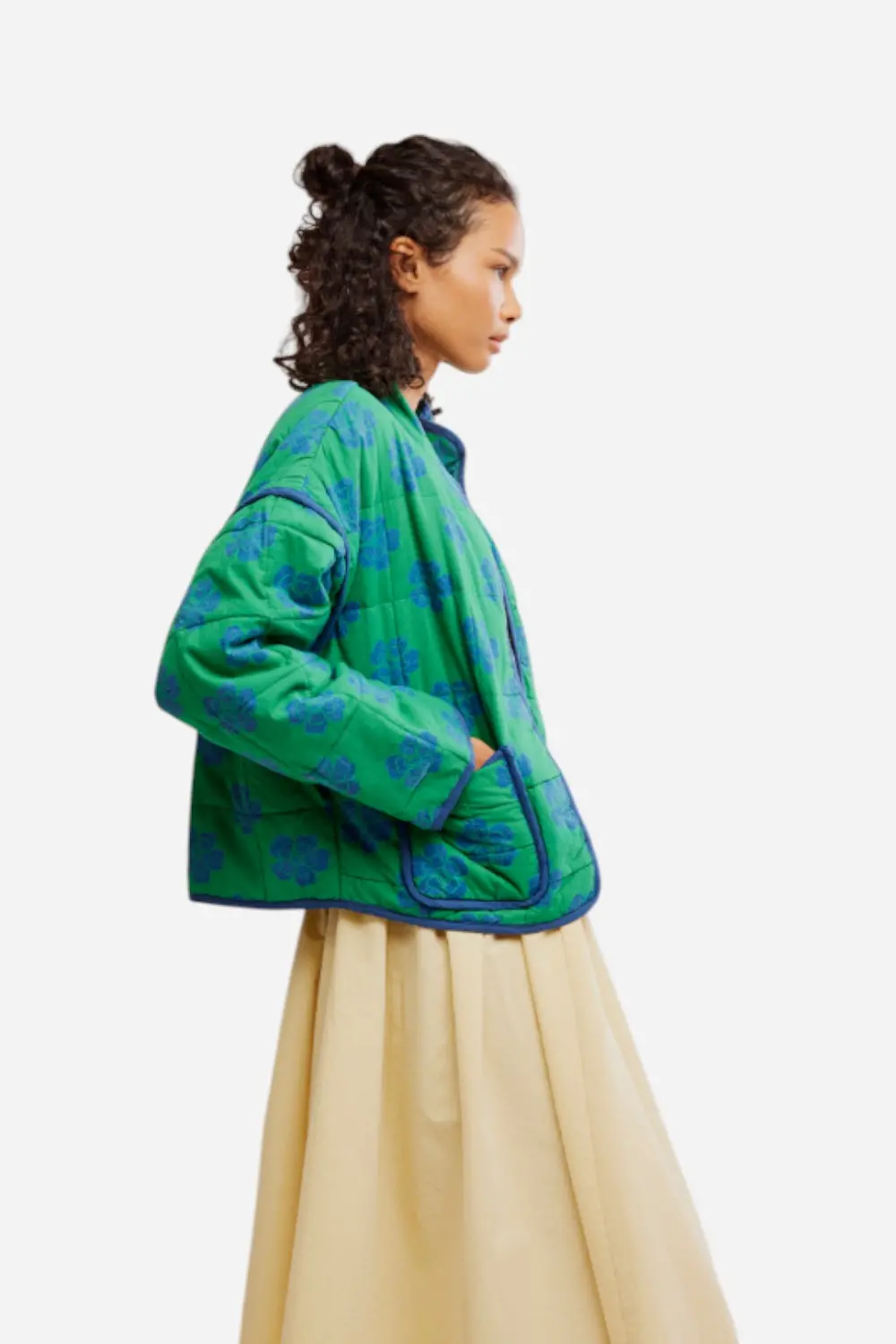 Free People Chloe Jacket In Grass Combo 2
