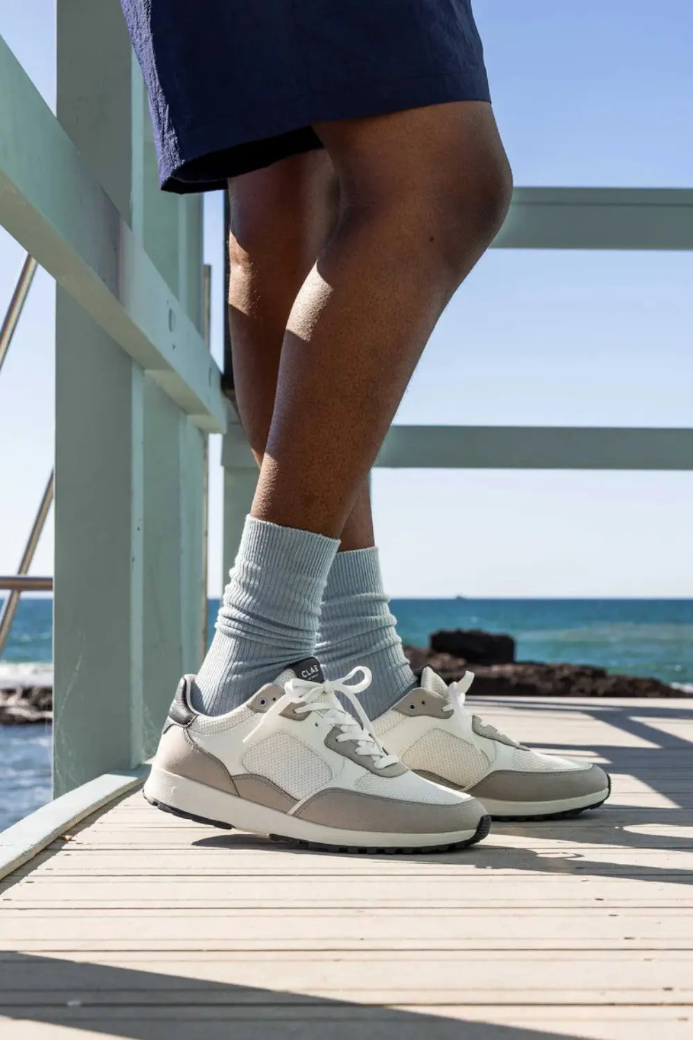 Clae Men's Joshua In Microchip White & Navy 6