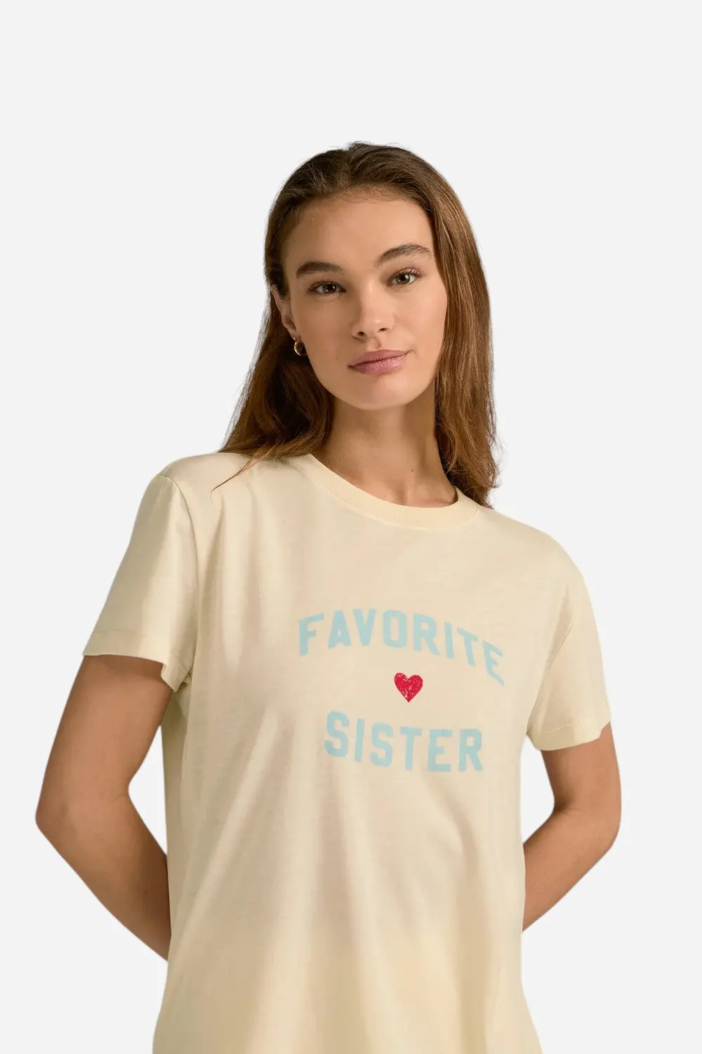 Favorite Daughter Favorite Sister Tee In Gardenia & Blue 1