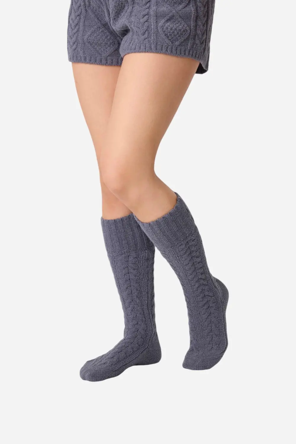 Pj Salvage Socks Cable Crew Charcoal 2
