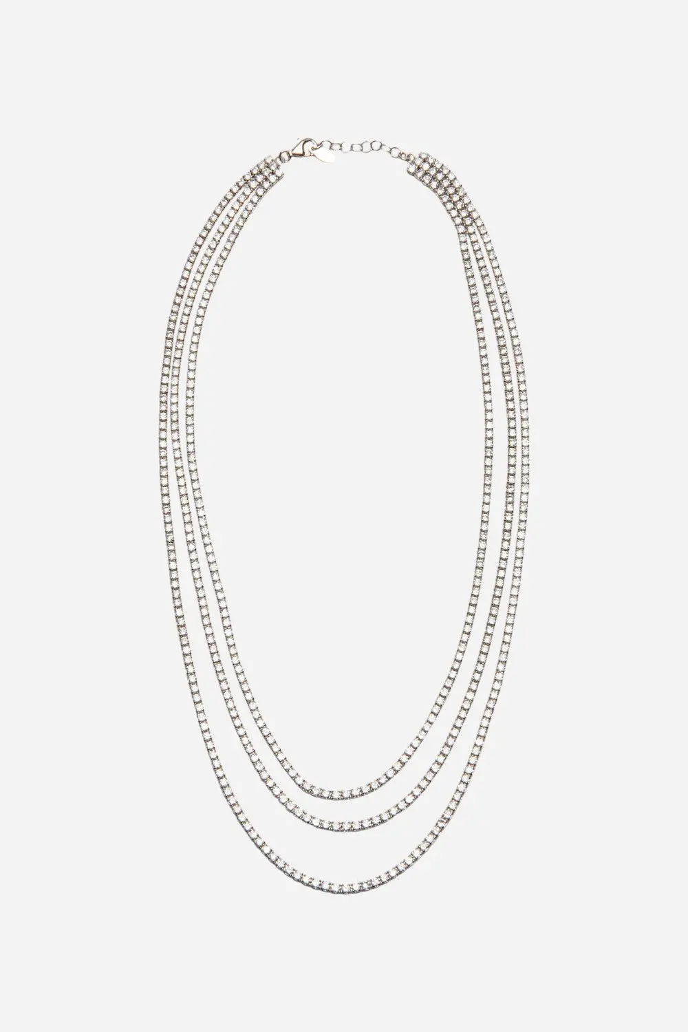 Nickho Rey Tiered Tennis Necklace In Sterling Silver With Clear Stones 1