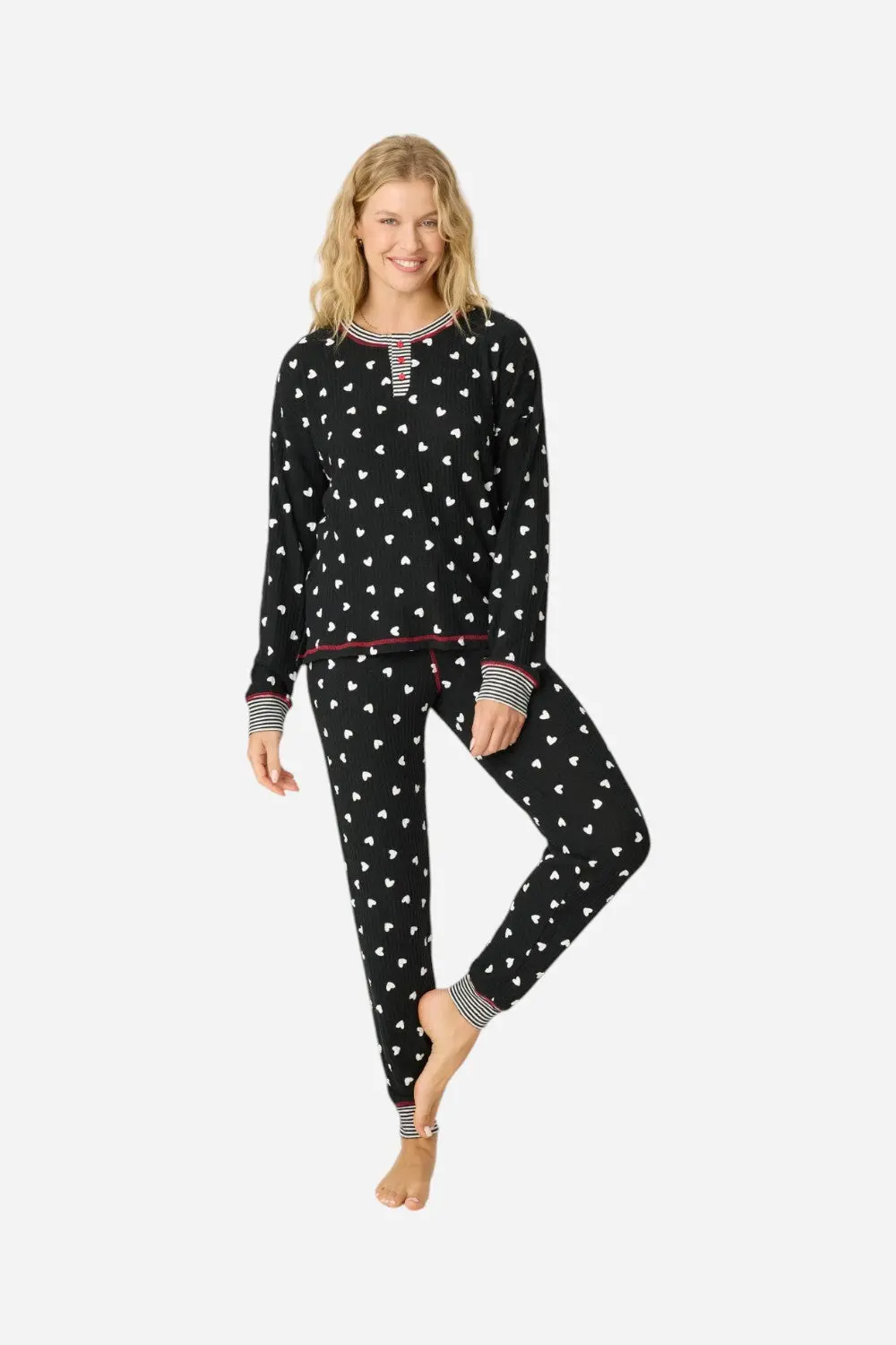 Pj Salvage Tiny Hearts Waffle Thermal Ski Jammie Set 1
