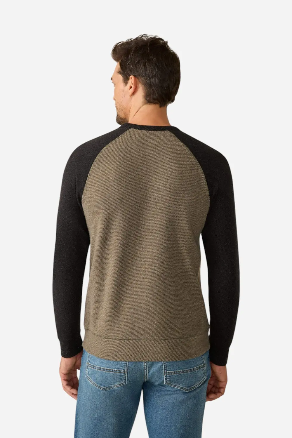 Faherty Legend Baseball Sweater Crew In Mossy Charcoal 2