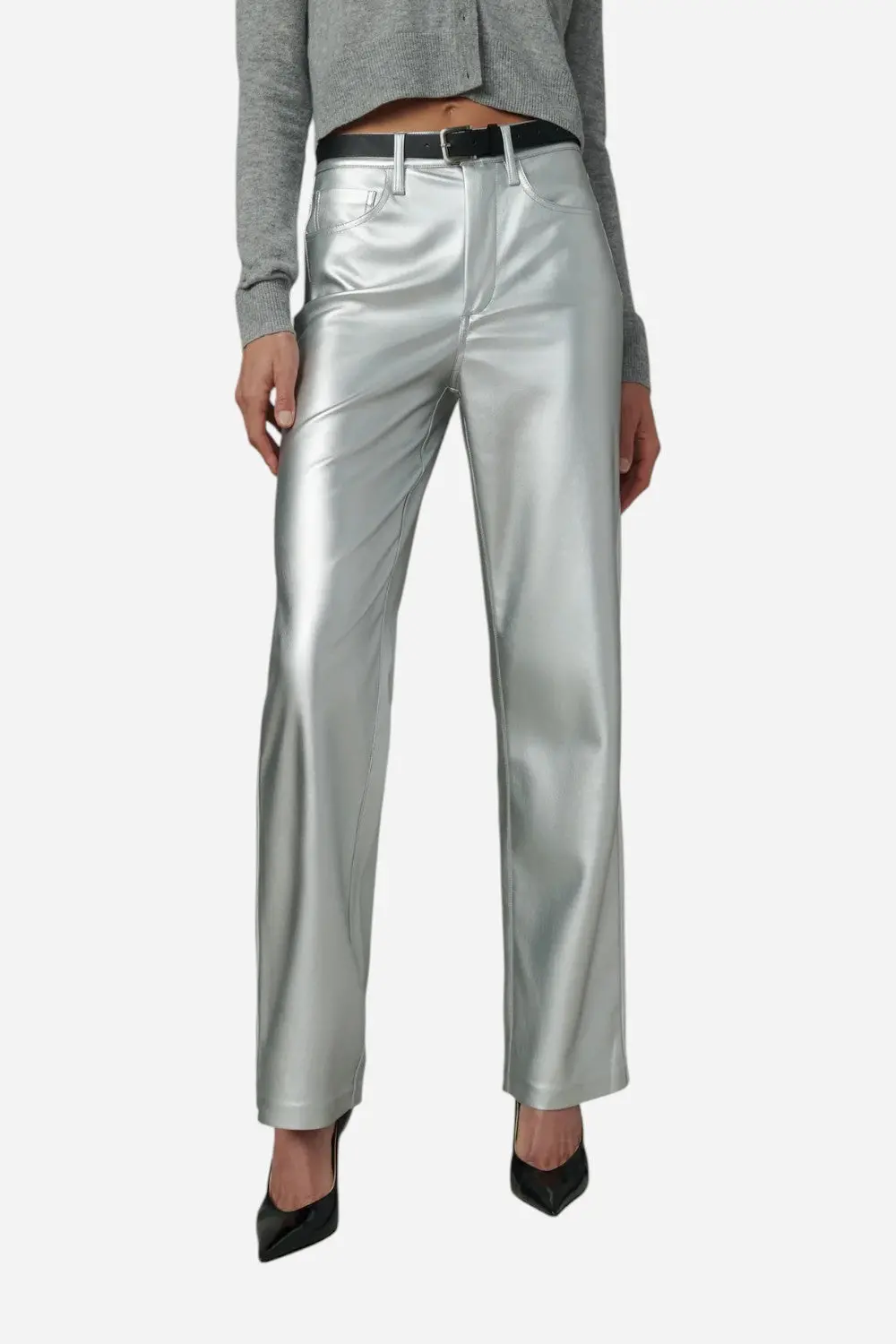 Joe's Jeans The Margot Vegan Leather In Plated Silver 1
