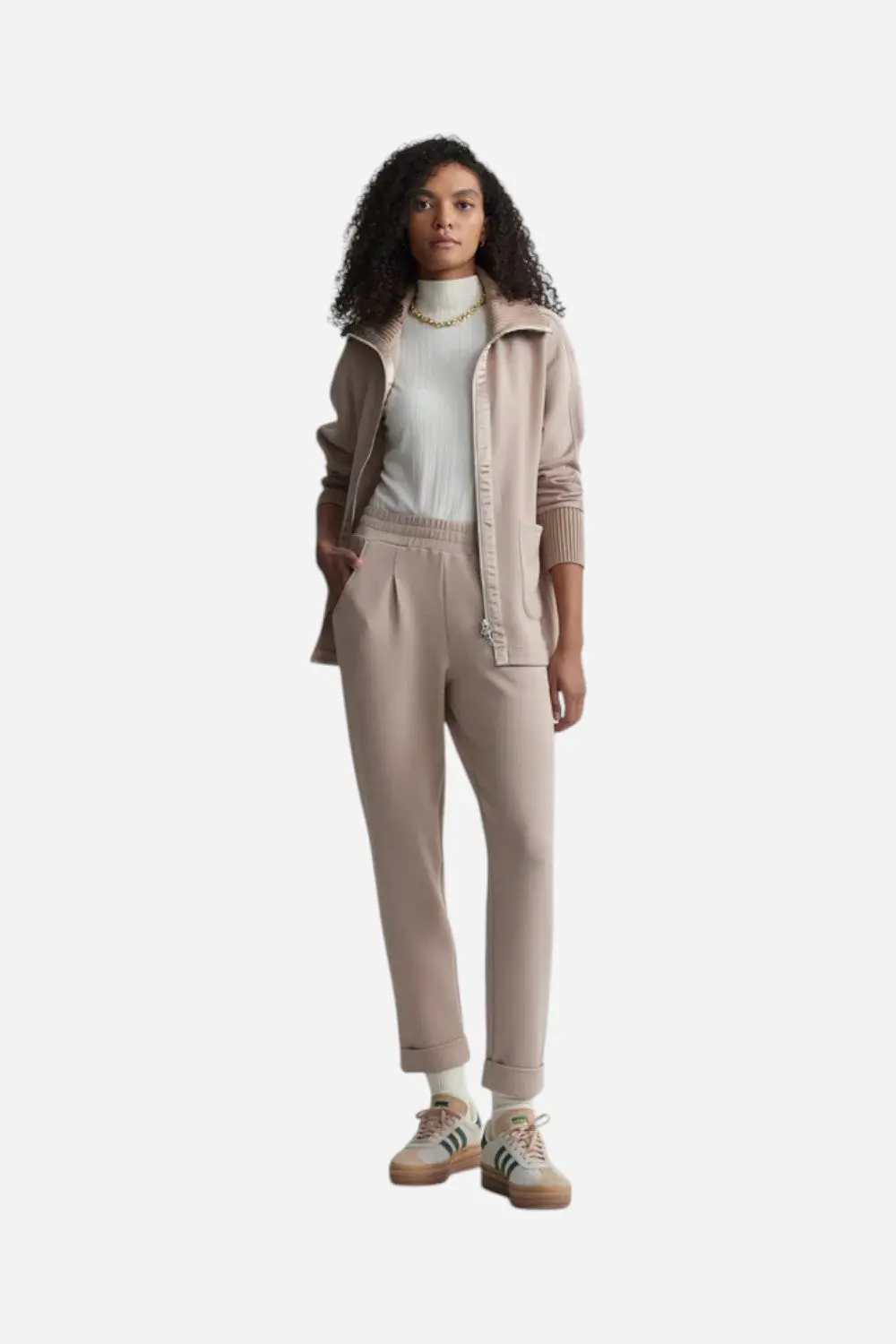 Varley The Rolled Cuff Pant 25" In Light Taupe 3