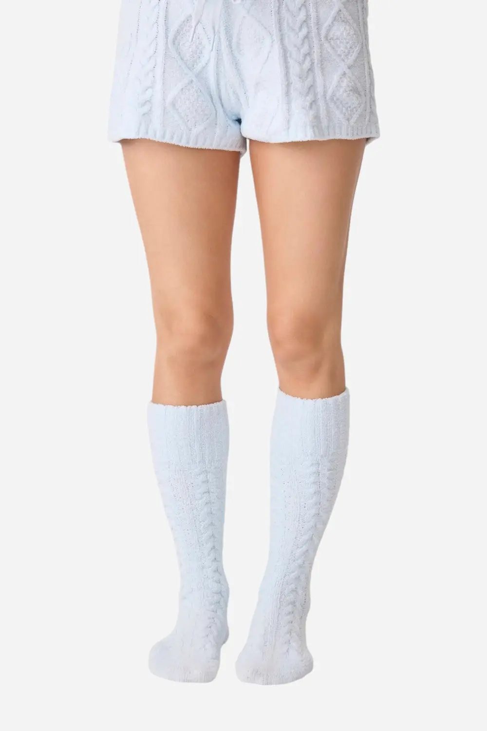 Pj Salvage Socks Cable Crew Blue Air 2