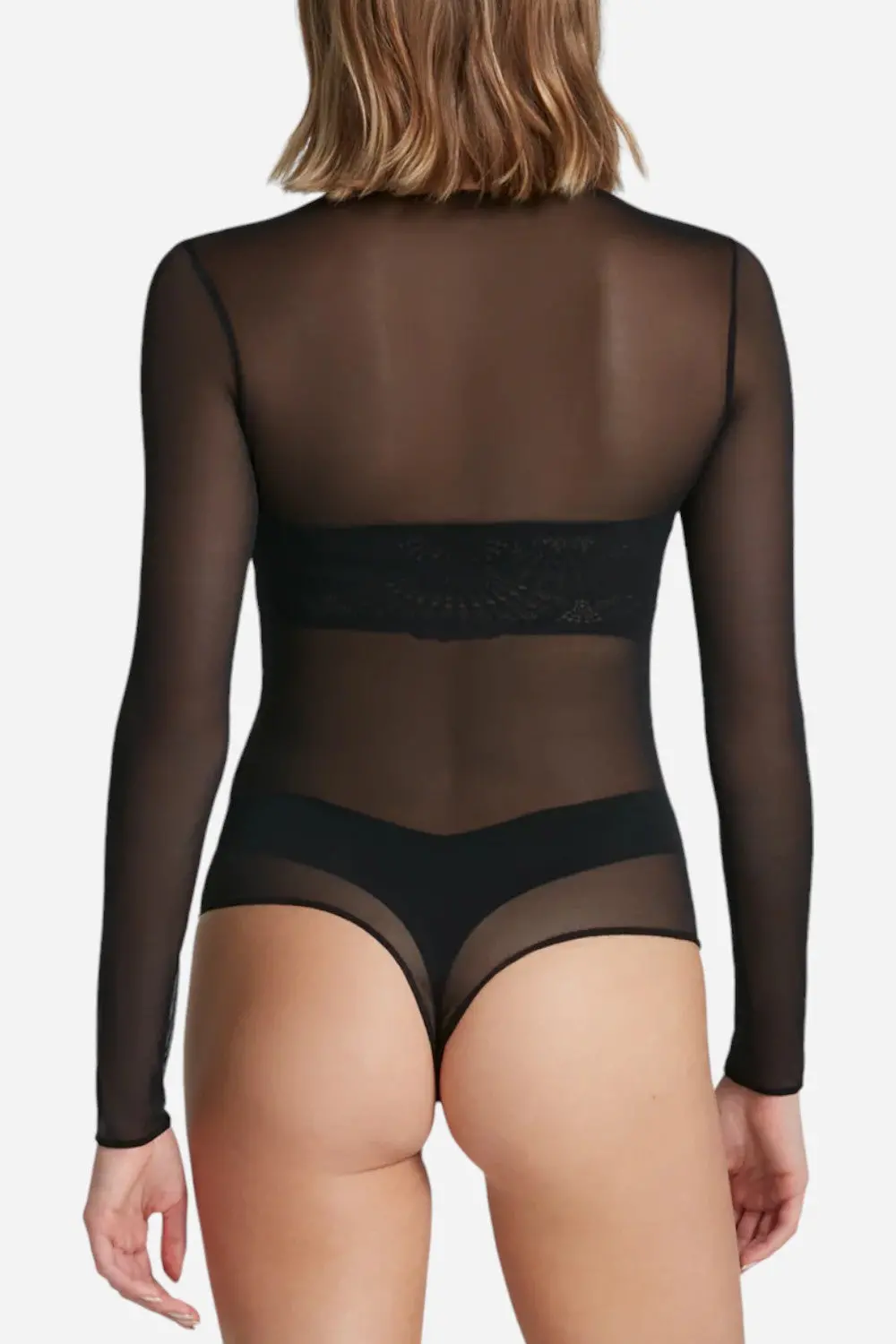 Commando Chic Mesh Long Sleeve Bodysuit In Black 3