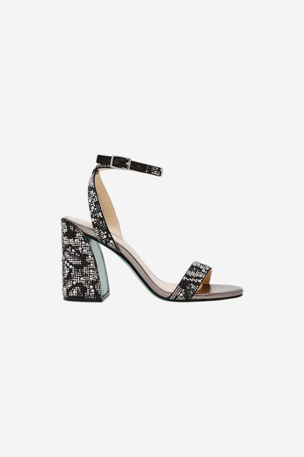 Betsy Johnson Jet Rhinestone Sandal In Snake 1