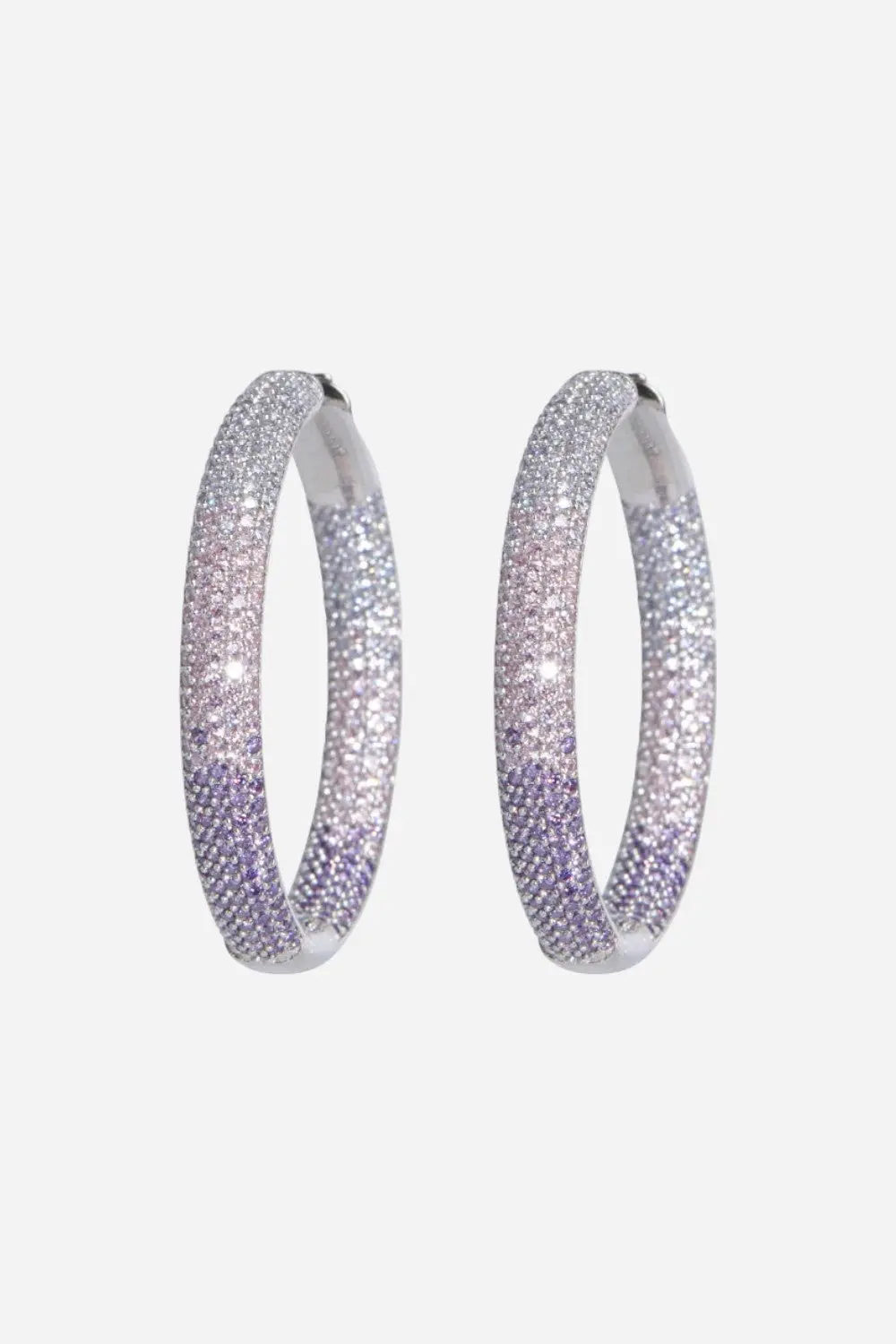 Nicko Rey Tire Hoops In Silver With Purple Ombre Stones 1