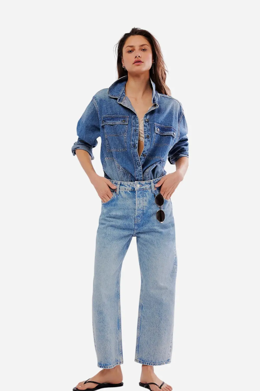 Free People Deep Trance Dropped Boyfriend Jeans In Sweet Dreams 4