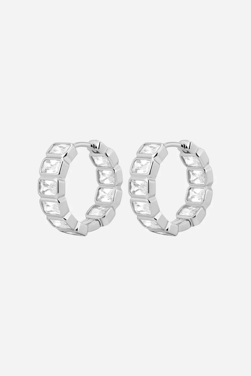 Luv Aj Bianca Bezel Hoops In Silver 1