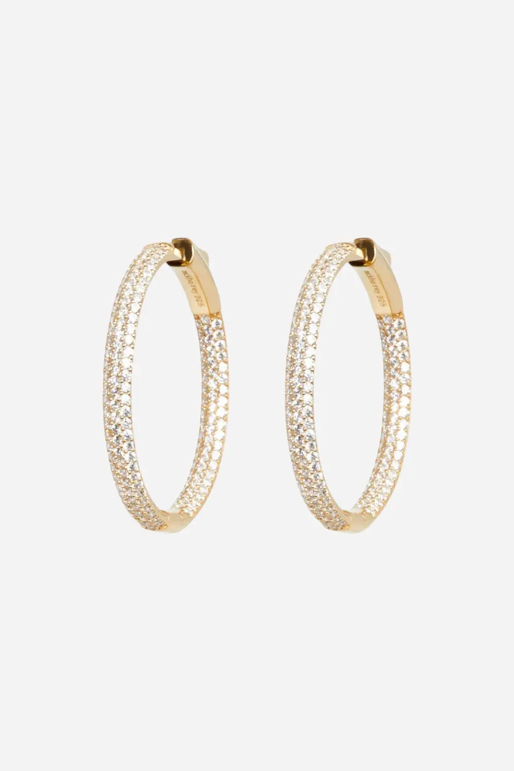 Nickho Rey Sport Tire Hoops In Gold With Clear Stones 1