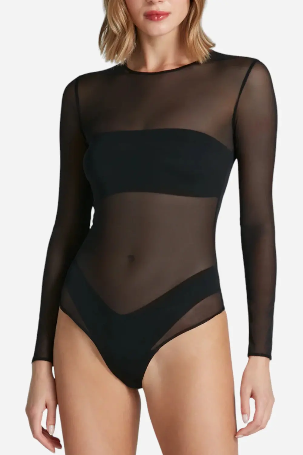 Commando Chic Mesh Long Sleeve Bodysuit In Black 2