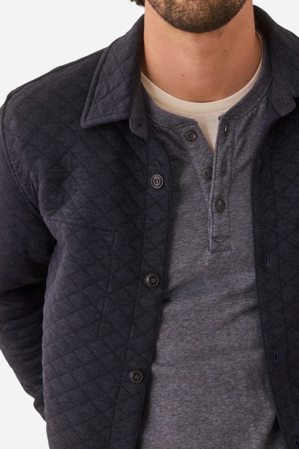 Marine Layer Corbet Quilted Overshirt In Navy 3